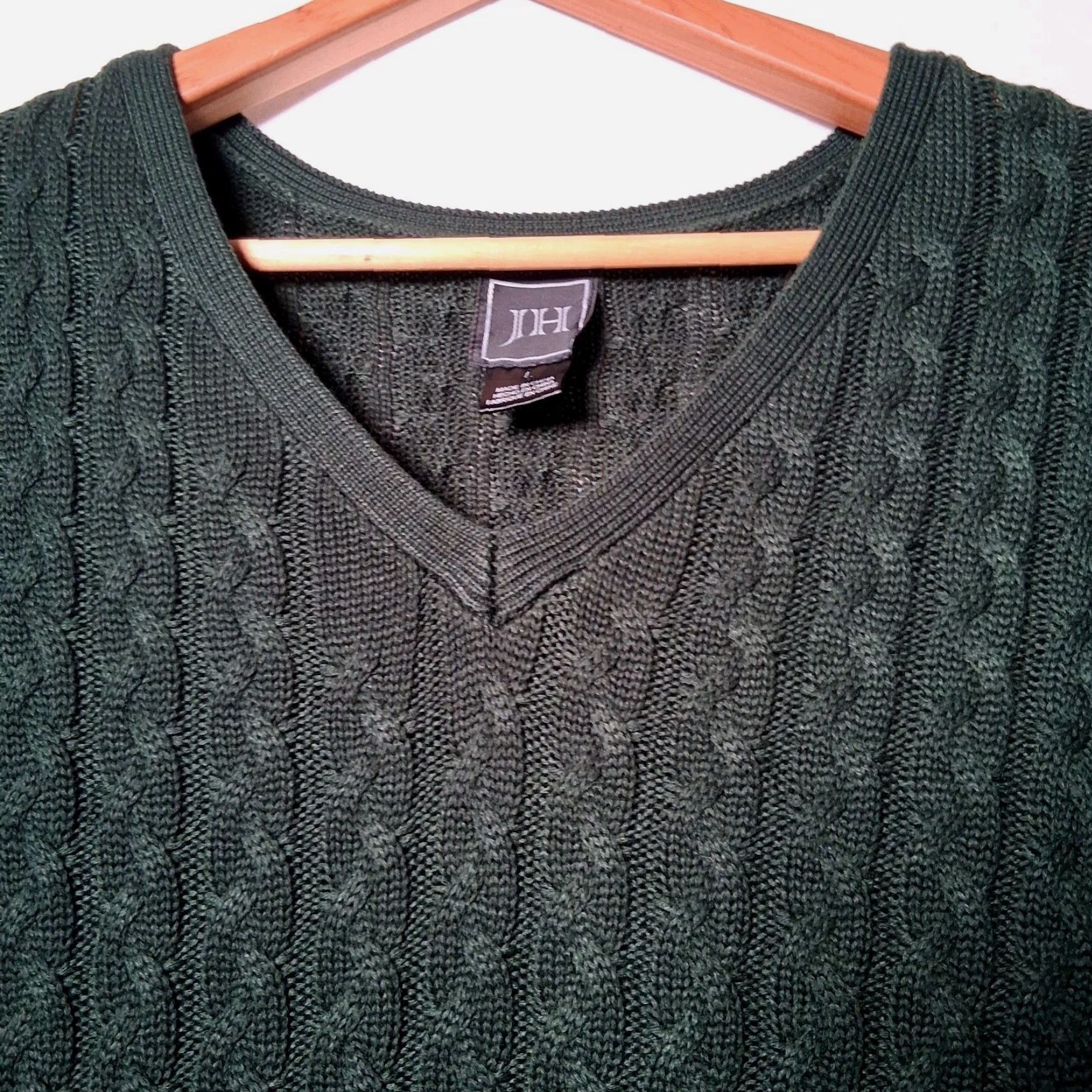 Vintage JH Jessica Howard Dress Large Hunter Green Cable Knit Long Sleeve Party Size L / US 10 / IT 46 - 7 Thumbnail