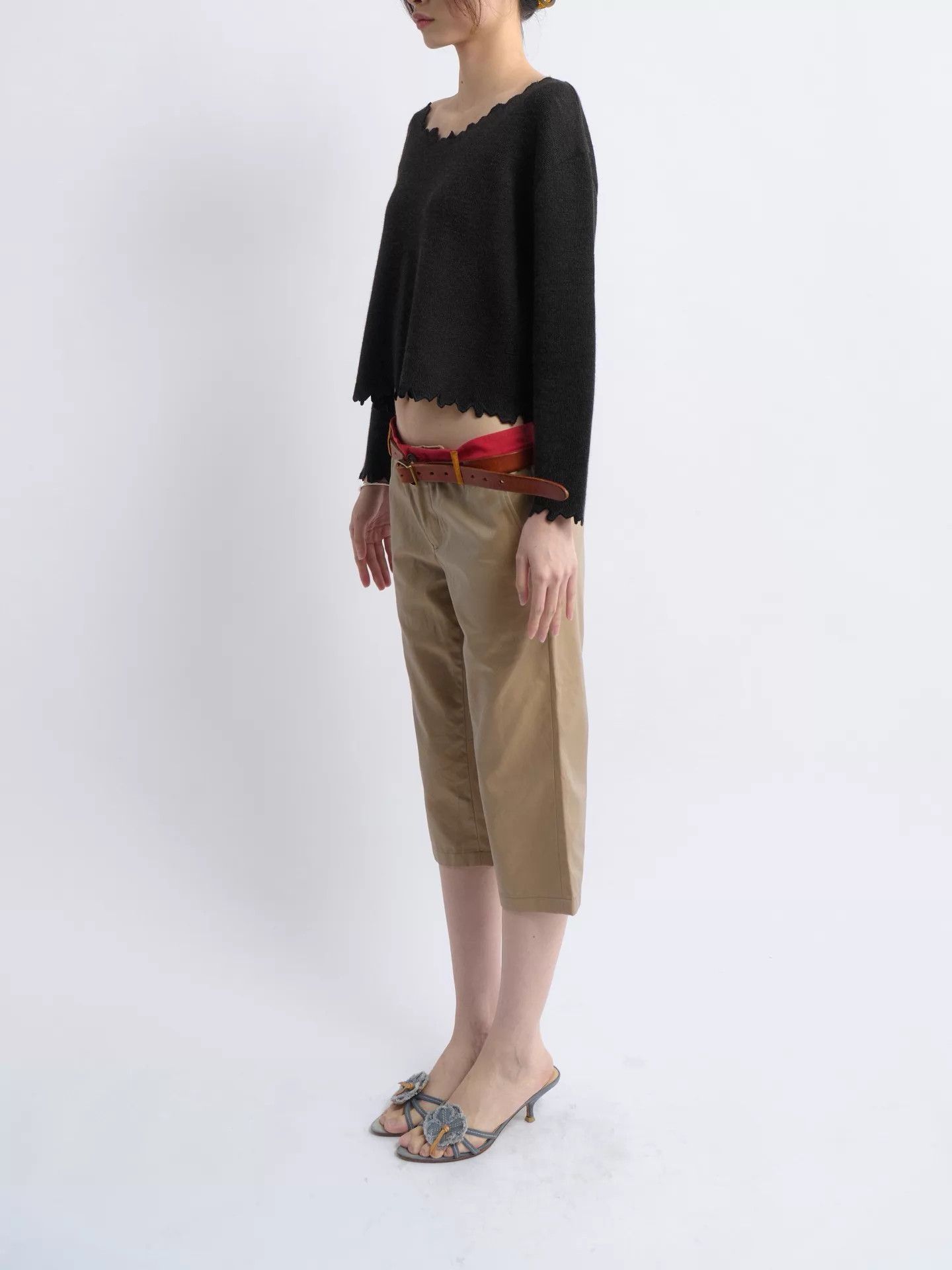 Kenzo KENZO 80s Vintage Wavy Hem Linen Blend Knit Top Size XS / US 0-2 / IT 36-38 - 4 Thumbnail
