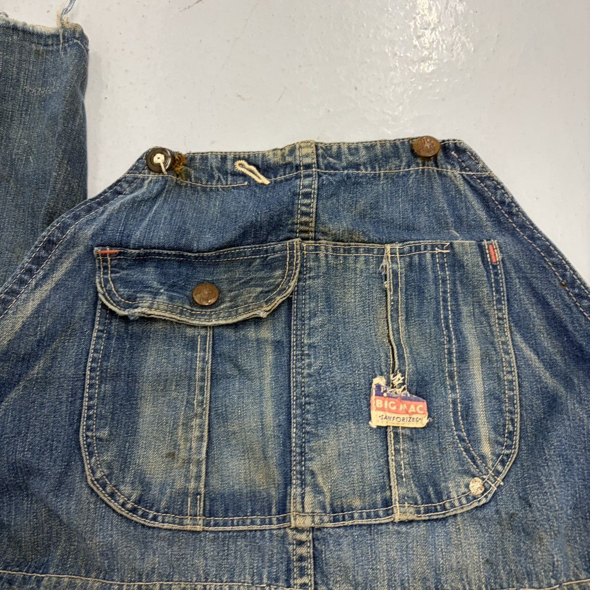 Other Vintage 50s Big Mac Blue Dark Workwear Denim Overalls 36x30 Size US 36 / EU 52 - 2 Thumbnail
