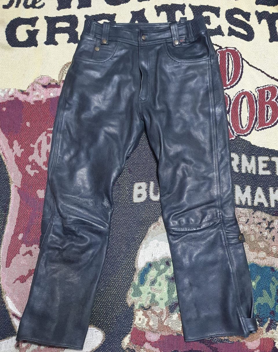 image of VTG Frank Thomas/cafe Racer Leather Trousers Clubs 80's in Black, Men's (Size 34)