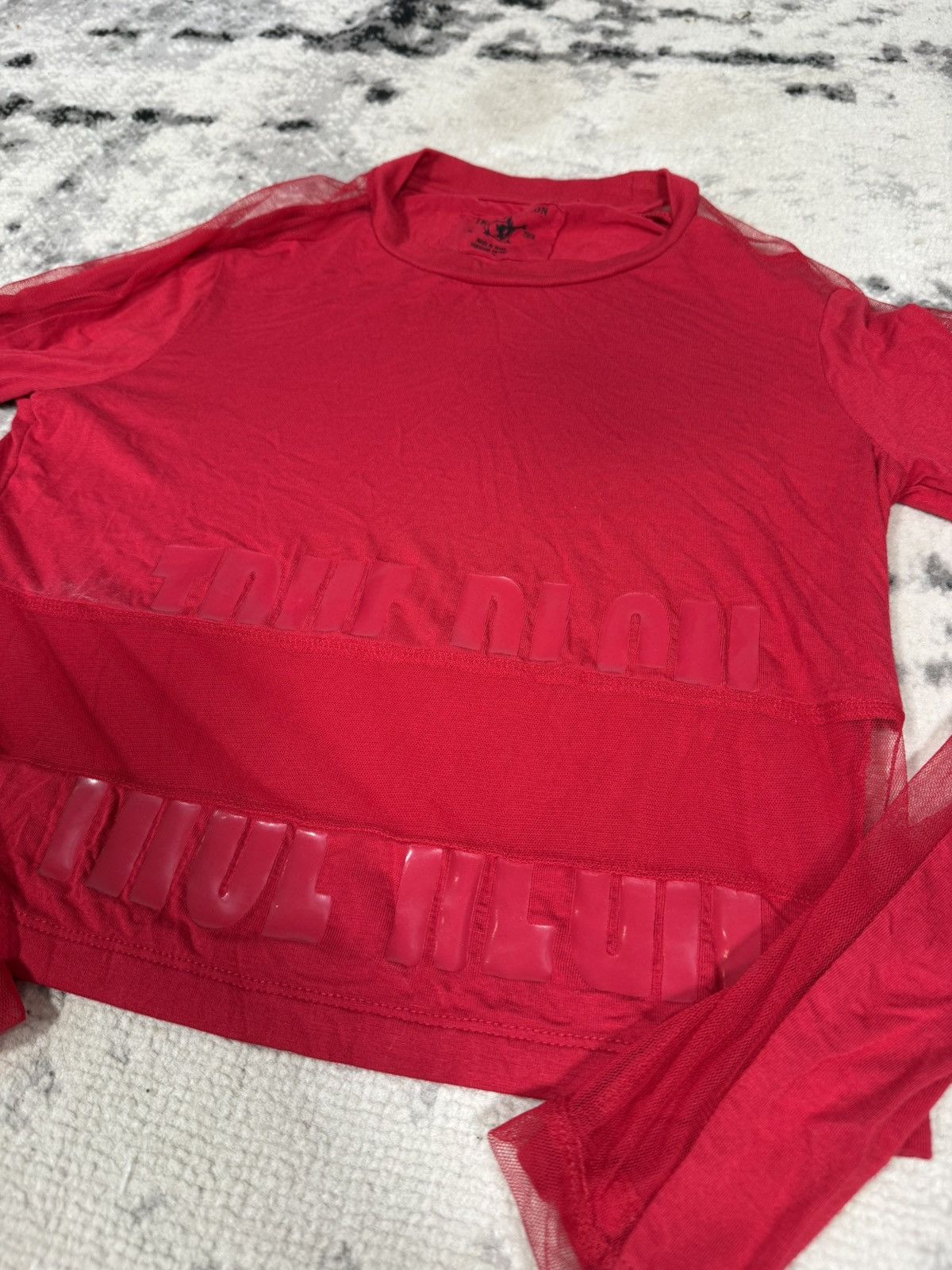 True Religion Y2K True Religion Red Mesh Long Sleeve T-Shirt Size XS / US 0-2 / IT 36-38 - 5 Thumbnail
