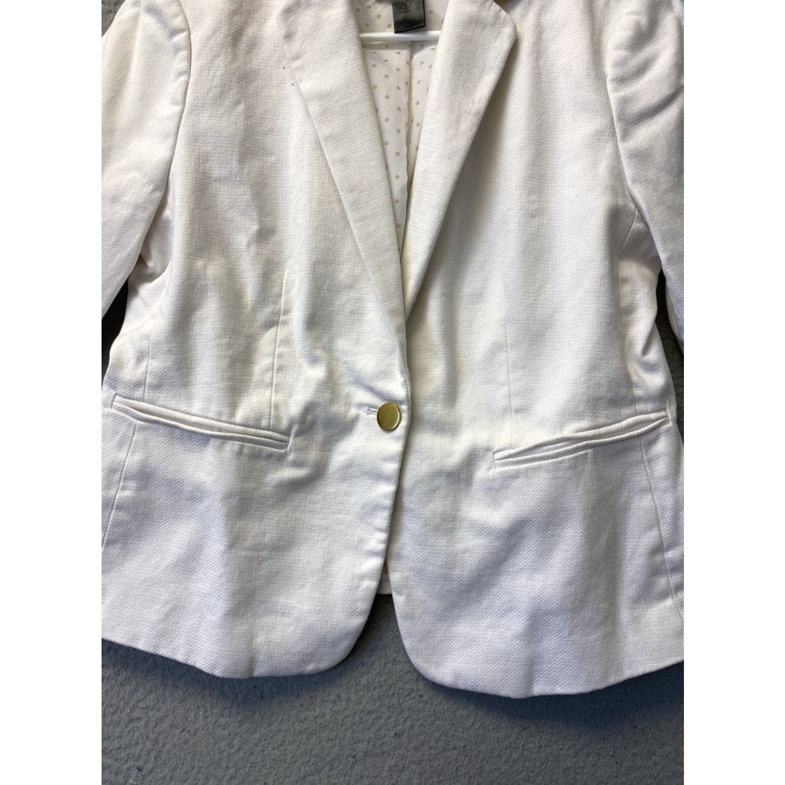 Ann Taylor Ann Taylor Blazer Jacket Size 6 Textured 3/4 Sleeve Open Front White /55-56 Size M / US 6-8 / IT 42-44 - 2 Thumbnail
