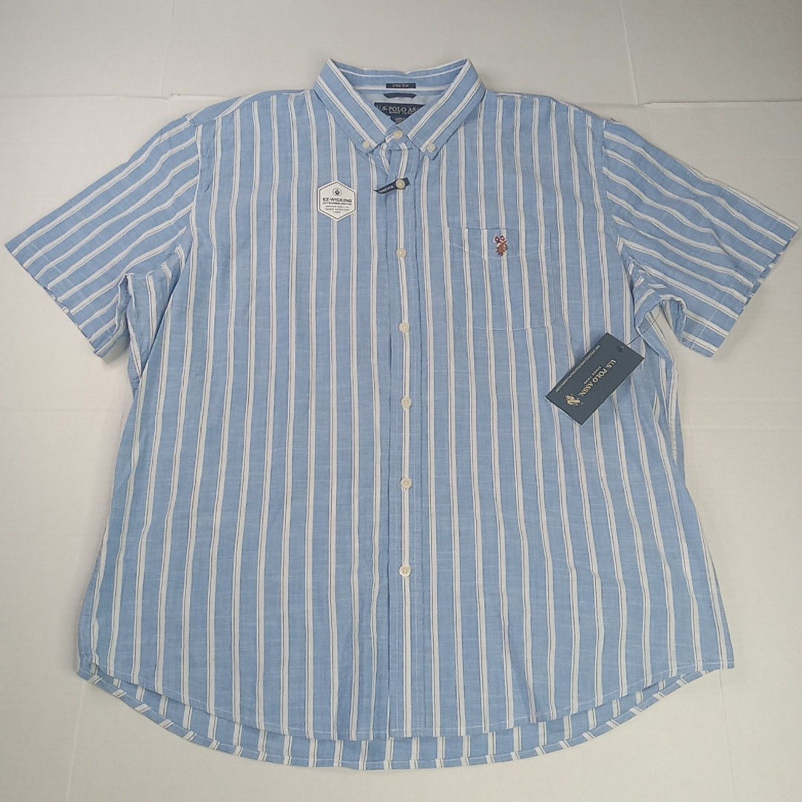 U.S. Polo Assn. U.S. Polo Assn. Woven Shirt Men's 2XL Stretch Blue Striped Size US XXL / EU 58 / 5 - 1 Thumbnail