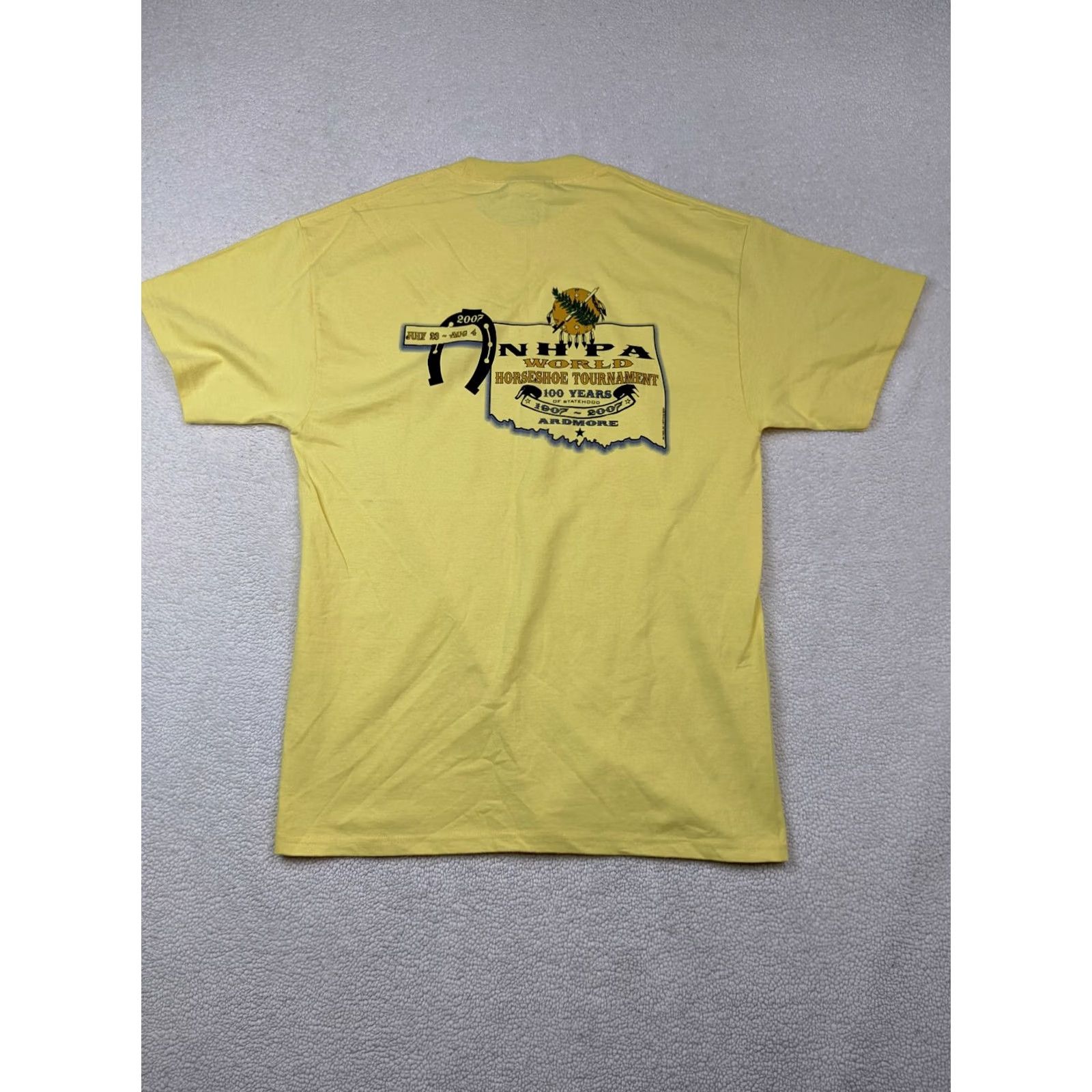 Ron Jon Surf Shop Ron Jon Oklahoma Ardmore Horseshoe Tournament Mens M Yellow T Shirt 2007 Size US M / EU 48-50 / 2 - 6 Thumbnail