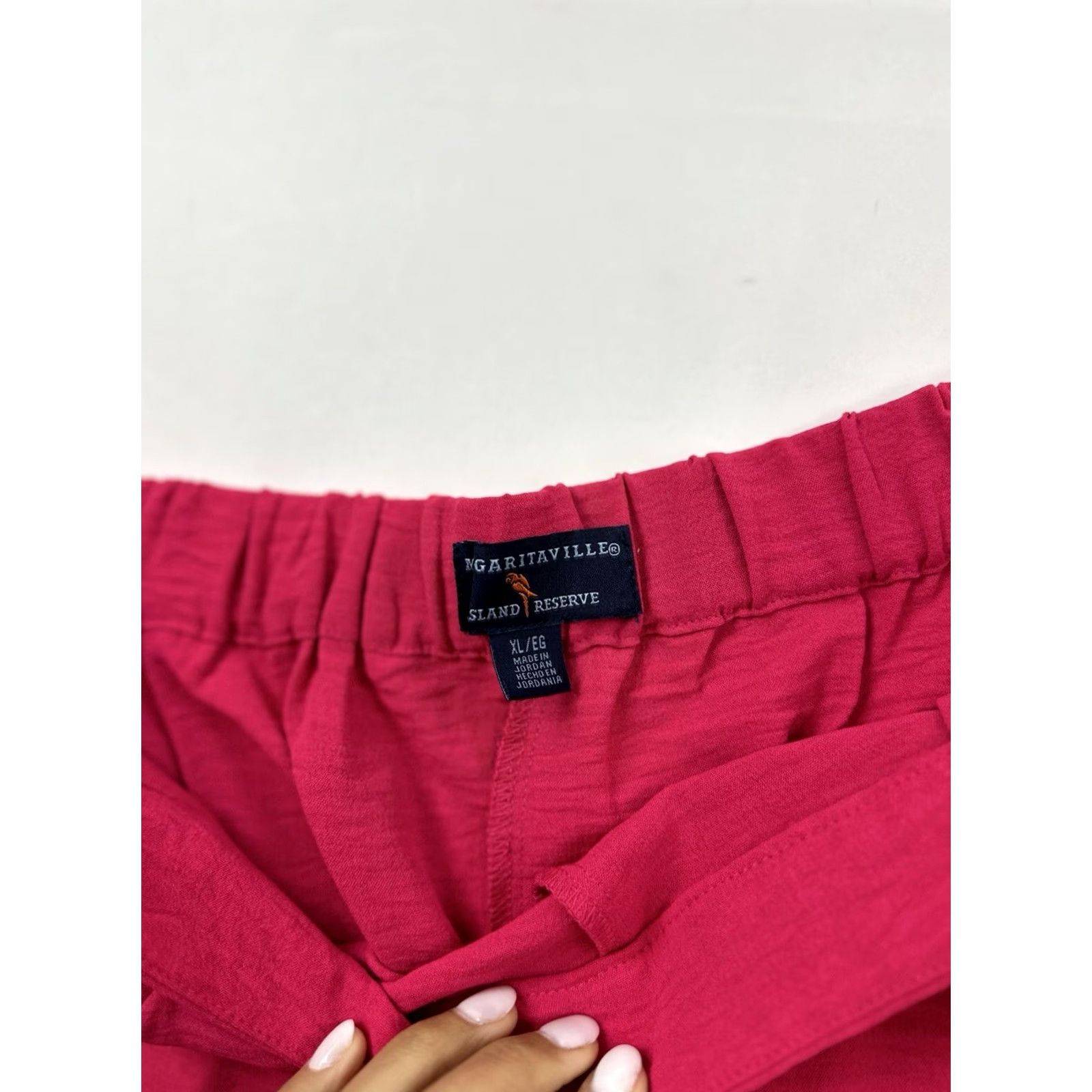 Vintage Margaritaville Island Reserve Shorts Women’s XL Pink Crinkle Lightweight Elastic Waist Pockets Logo Back Hip Casual with 5" Inseam Size 40" / US 18 - 3 Thumbnail