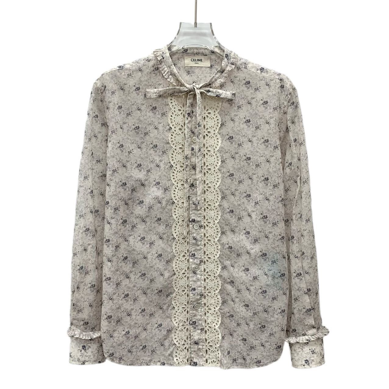 Celine Celine All-over Floral Print Bow Tie Long Sleeve Shirt K26WX Size S / US 4 / IT 40 - 1 Thumbnail