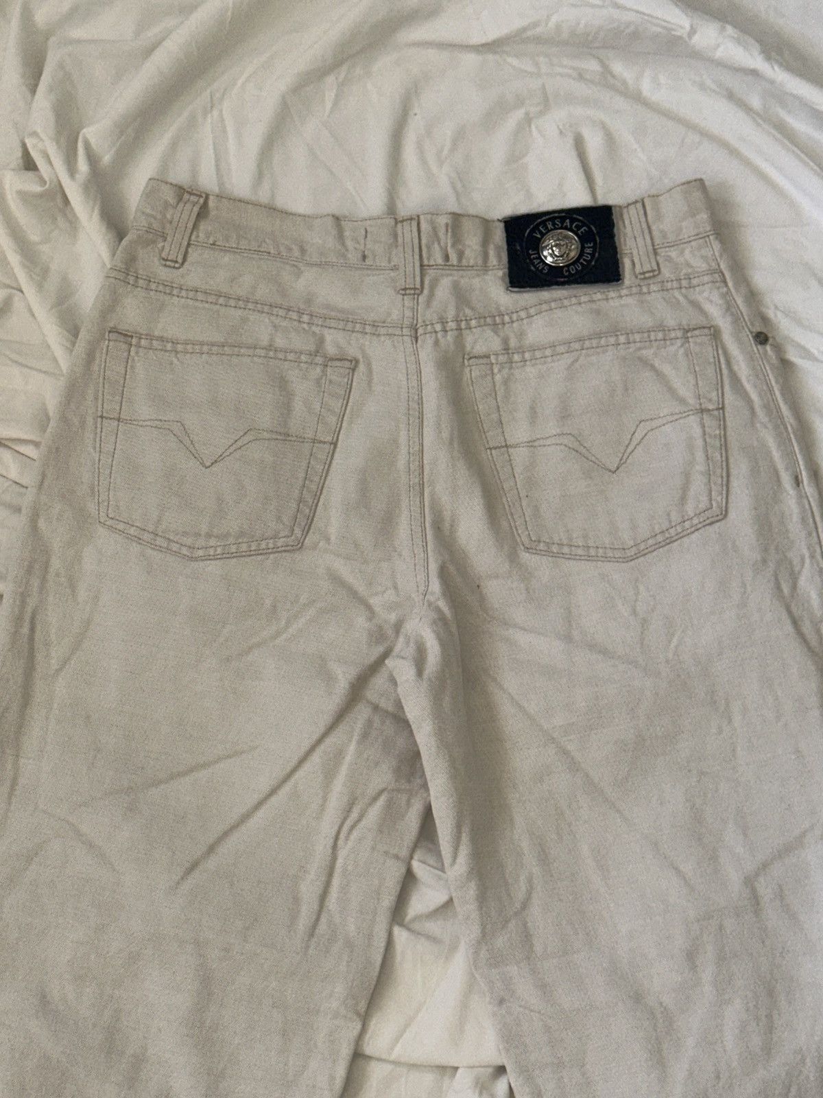 Versace Vintage Light Beige Cotton Linen Jeans Size US 32 / EU 48 - 3 Thumbnail