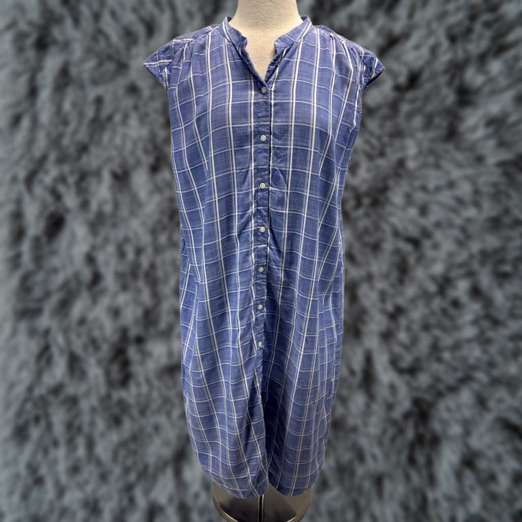 Loft LOFT Shift Dress Blue Windowpane Sleeveless Women XL Casual Summer Knee Length Check Pattern Size XL / US 12-14 / IT 48-50 - 1 Thumbnail