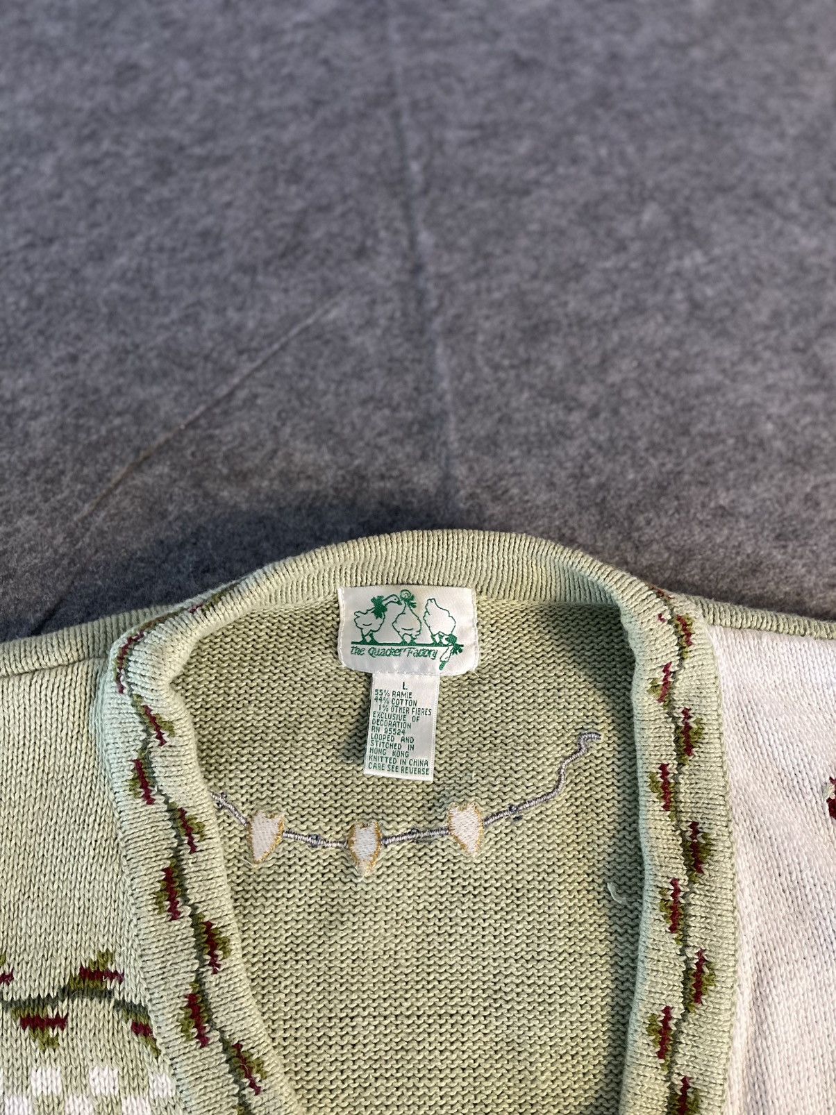 Quacker Factory Quacker Factory Cardigan Sweater L Green Embroidered Size L / US 10 / IT 46 - 3 Thumbnail