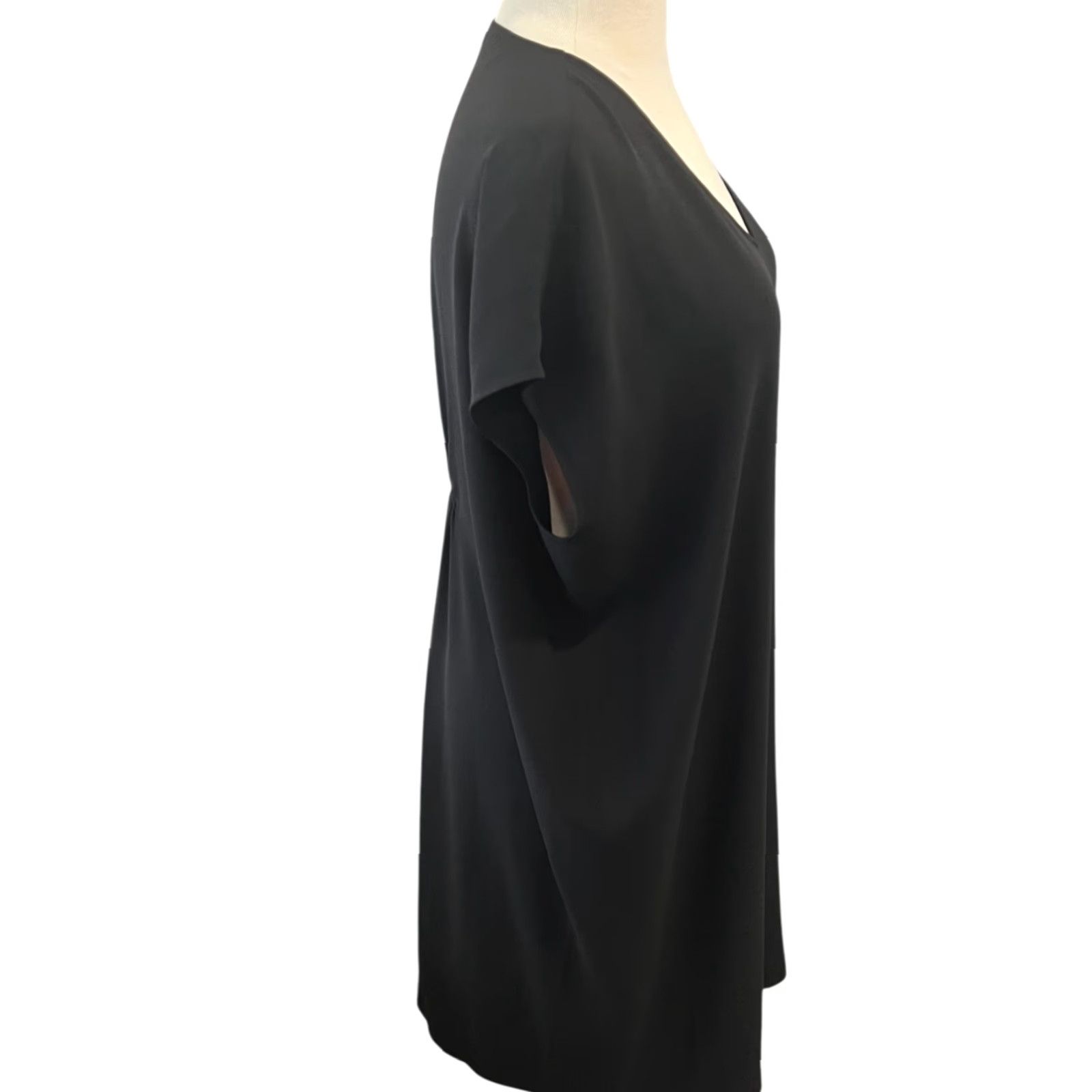 Eileen Fisher Eileen Fisher Dress Womens XXS Black 100% Silk Kaftan Sheath Beach Boho Midi Size XXS / US 00 / IT 34 - 4 Thumbnail