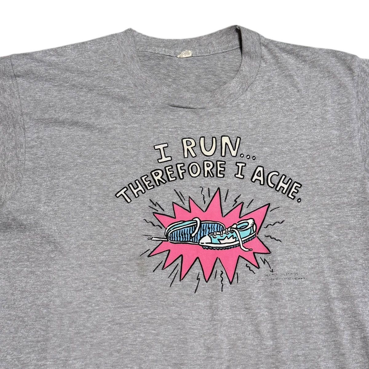 Vintage Vintage 80s I Run Therefore I Ache Stained Shirt Adult M Size US M / EU 48-50 / 2 - 2 Thumbnail