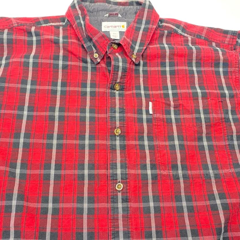 Carhartt Carhartt Shirt 102202 Mens 2XL Red Plaid Relaxed Fit Button-Down Long Sleeve Shirt Size US XXL / EU 58 / 5 - 5 Thumbnail