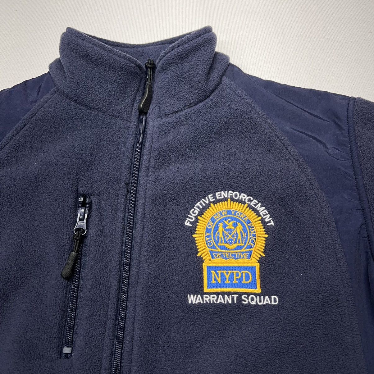 NYPD Fleece Sweatshirt Blue Zip Police Warrant Enforcement