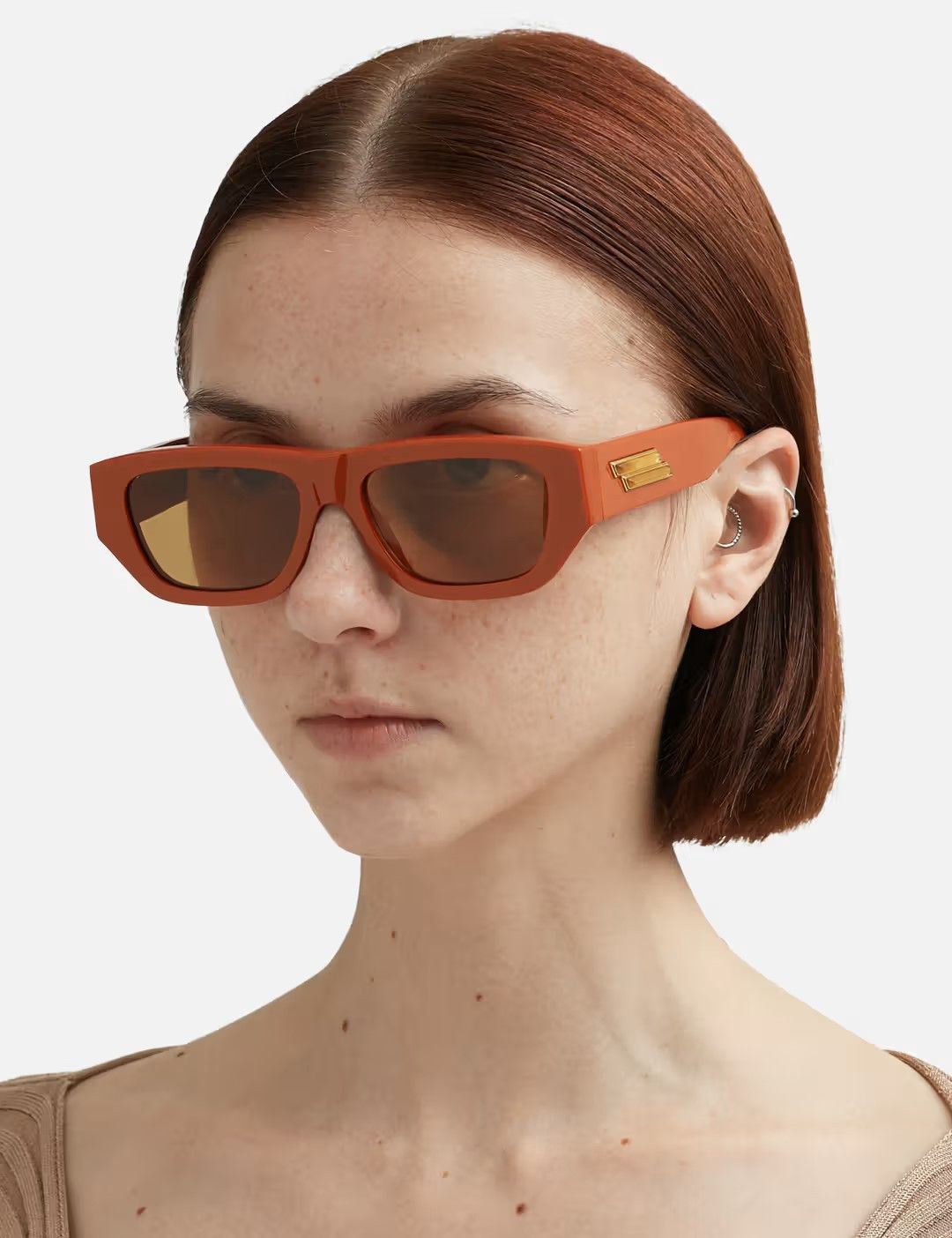 Bottega Veneta Orange Bolt BV1252S Acetate Rectangular Sunglasses Size ONE SIZE - 4 Thumbnail