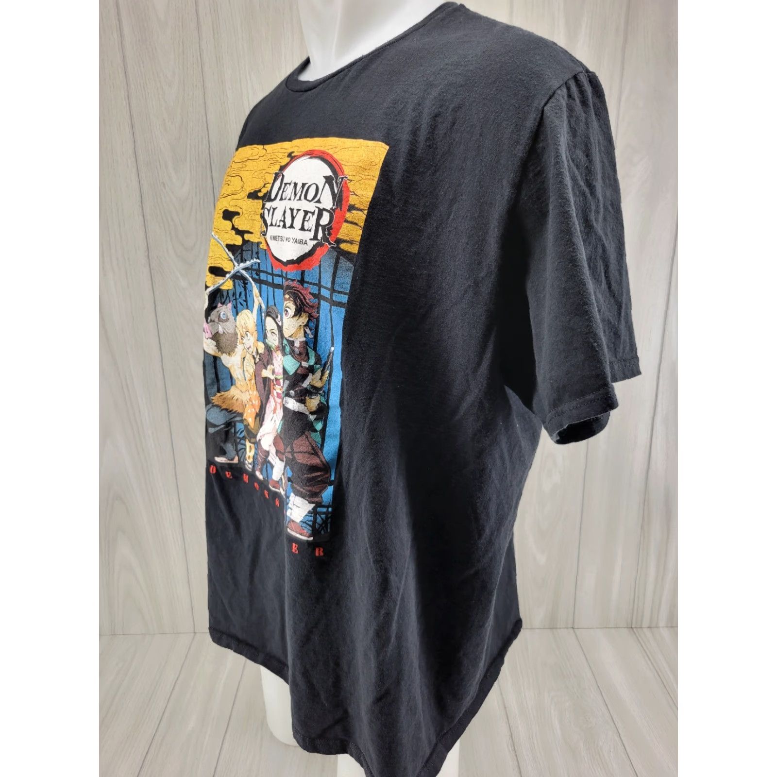 Vintage Demon Slayer T-Shirt Men 2XL Black Cotton Short Sleeve Crew Neck Logo Printed Japanese Manga Graphic Size US XXL / EU 58 / 5 - 3 Thumbnail