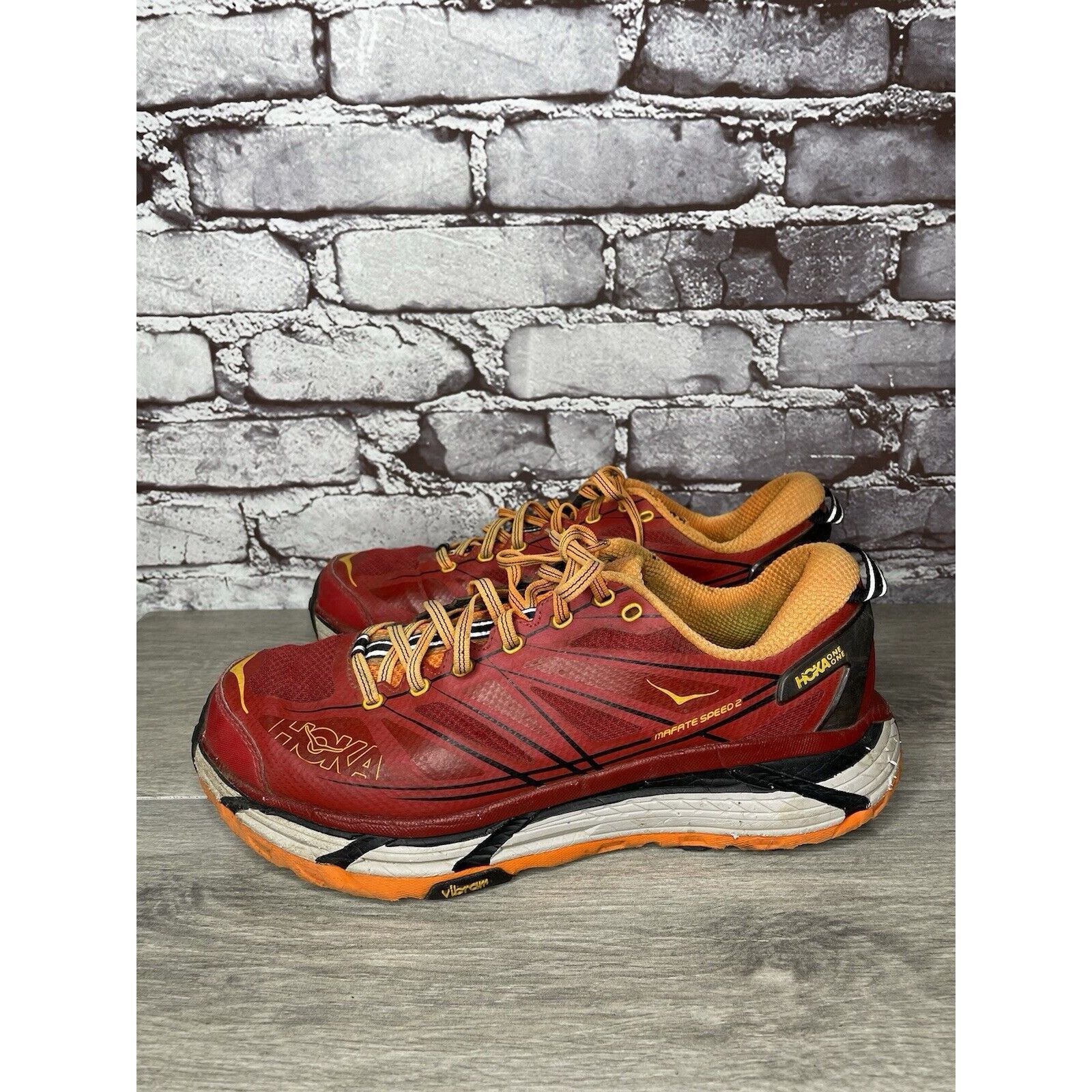 Hoka Hoka One Vibram Mafate Speed 2 Red Synthetic Running Shoes M Size US 9.5 / EU 42-43 - 15 Thumbnail