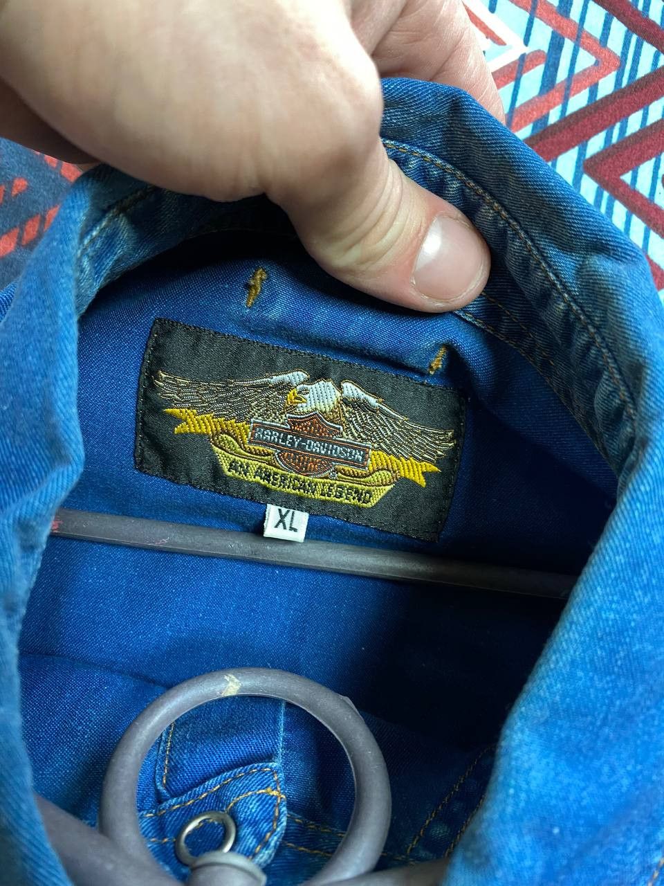 Harley Davidson × Vintage Japan JEANING GARAGE Cowboy Style Denim Shirt Size US XL / EU 56 / 4 - 2 Thumbnail