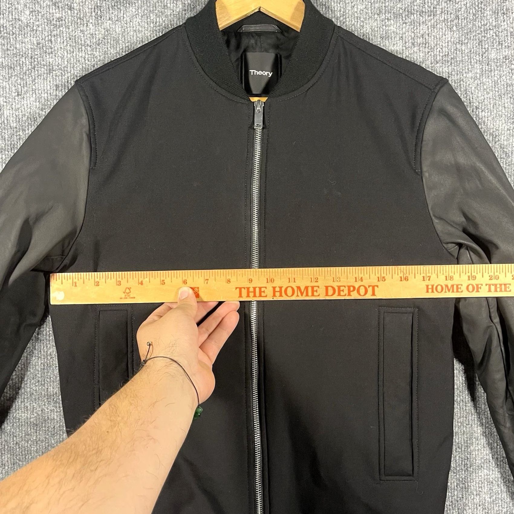 Theory Theory Jacket Bomber Jacket Men Small Black Wool Lamb Leather Sleeves Modern Coat Size US S / EU 44-46 / 1 - 6 Thumbnail