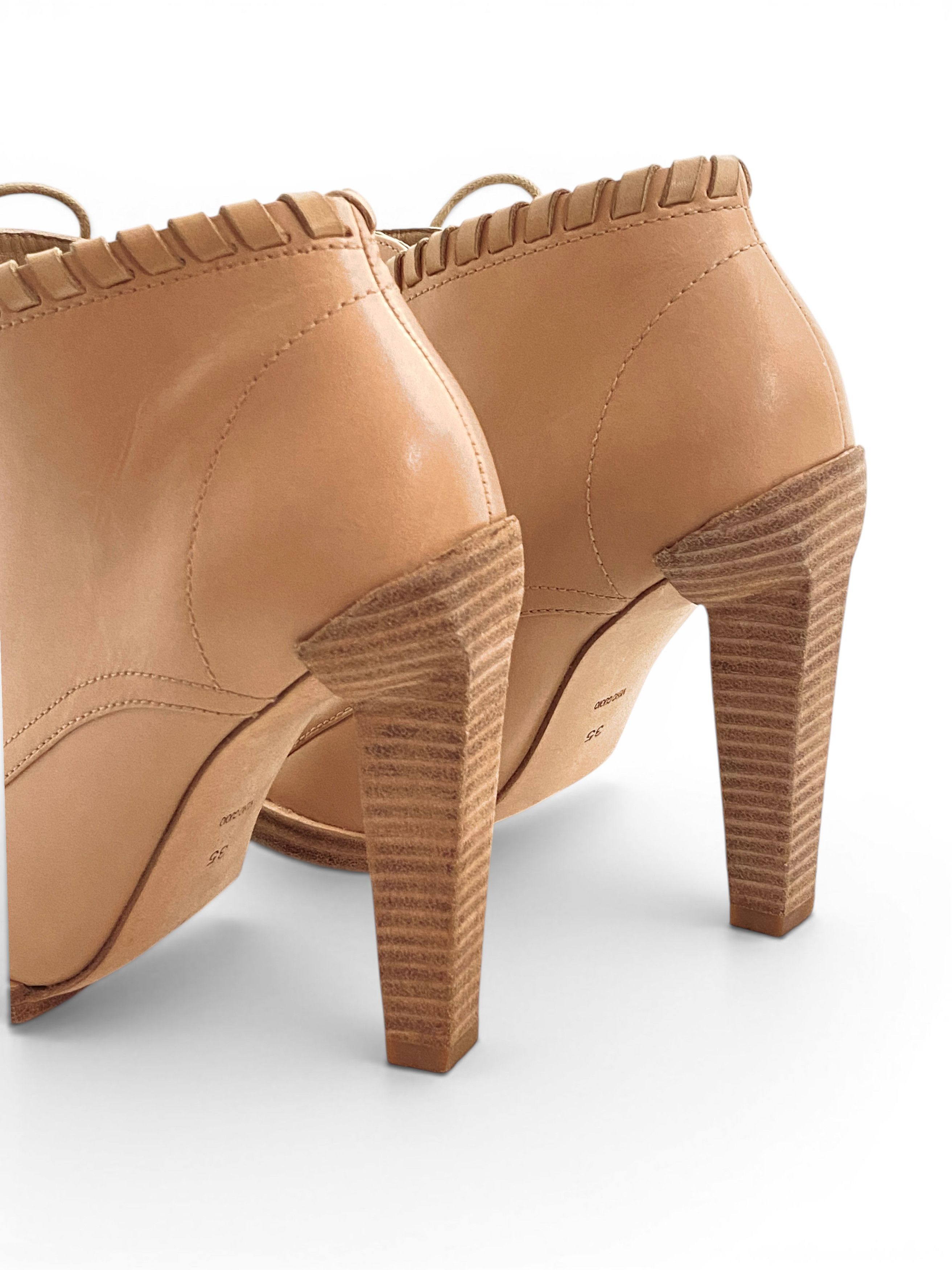 Alexander Wang Alexander Wang Sofi Beige Leather Lace-Up Heel Ankle Boots Size US 5 / IT 35 - 6 Thumbnail