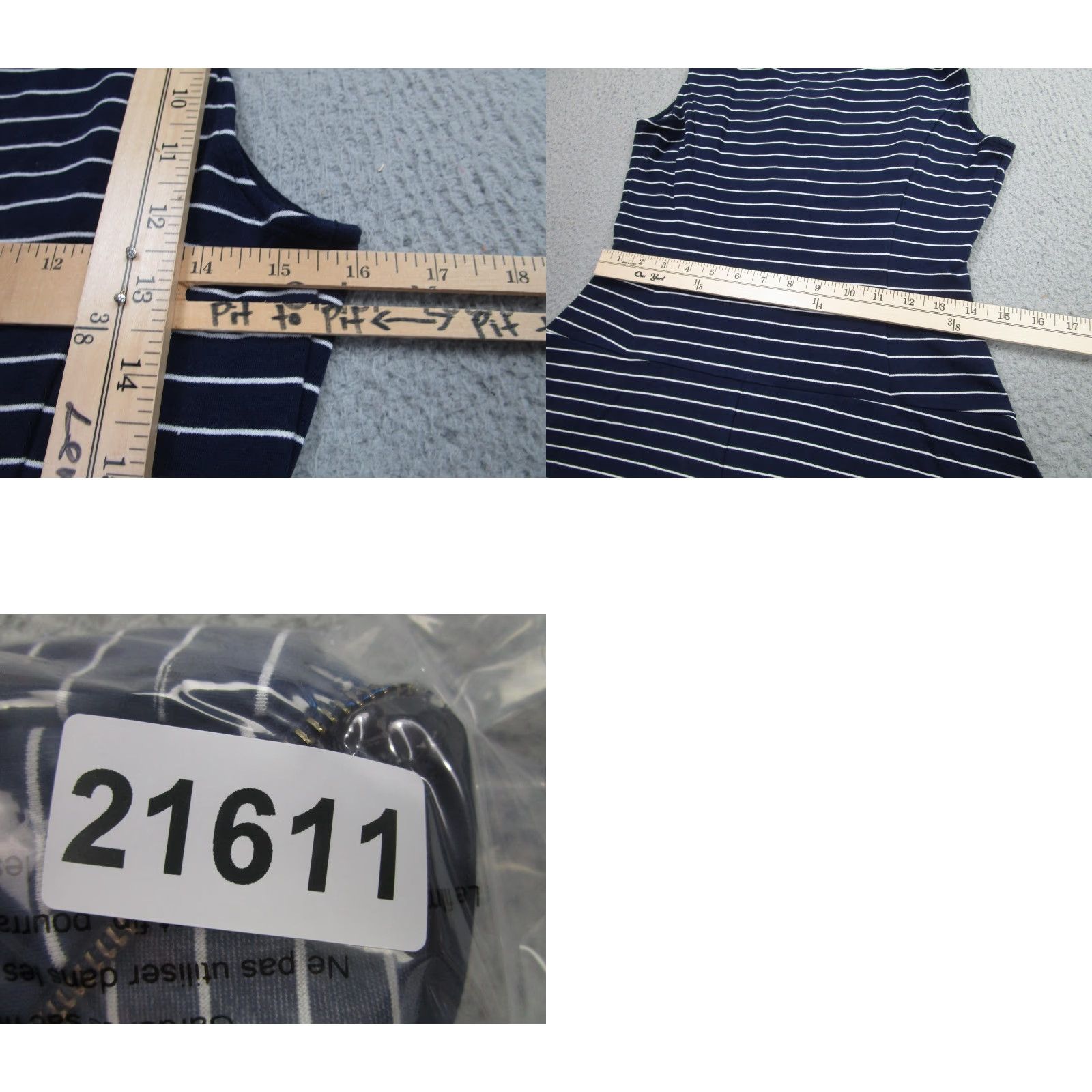 Theory Theory Dress Womens 6 Navy White Stripe Sleeveless Zip Front Fit & Flare Skater Size M / US 6-8 / IT 42-44 - 8 Thumbnail