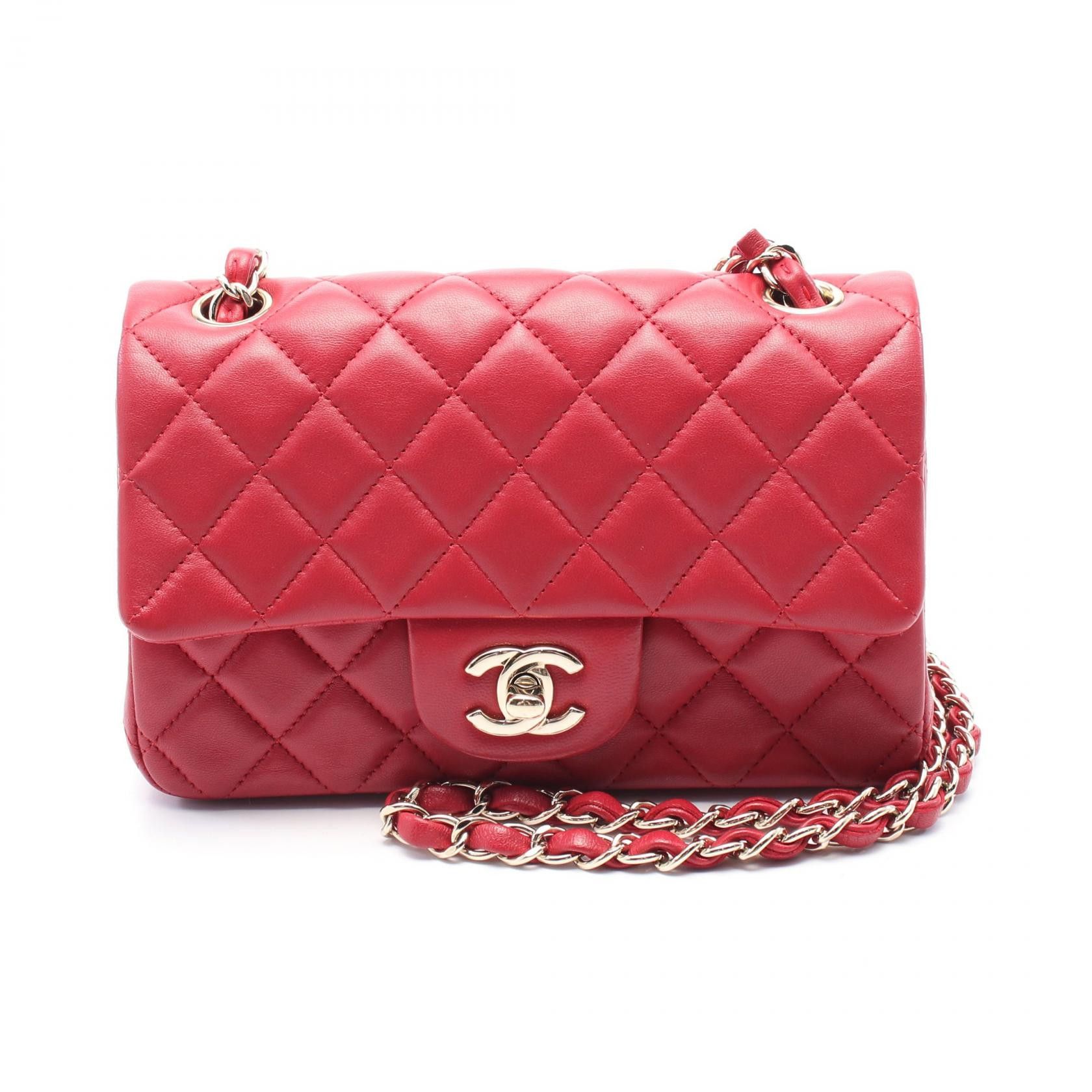 Chanel Chanel Mini Matelasse 20 Leather Shoulder Bag Leather Crossbody Bag A69900 in Red, Women's