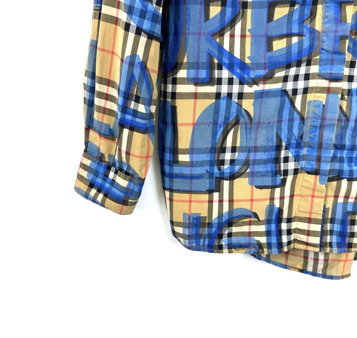 Burberry Burberry / Blue Letter Graffiti Plaid Long Sleeve Shirt K12 Size US L / EU 52-54 / 3 - 6 Thumbnail
