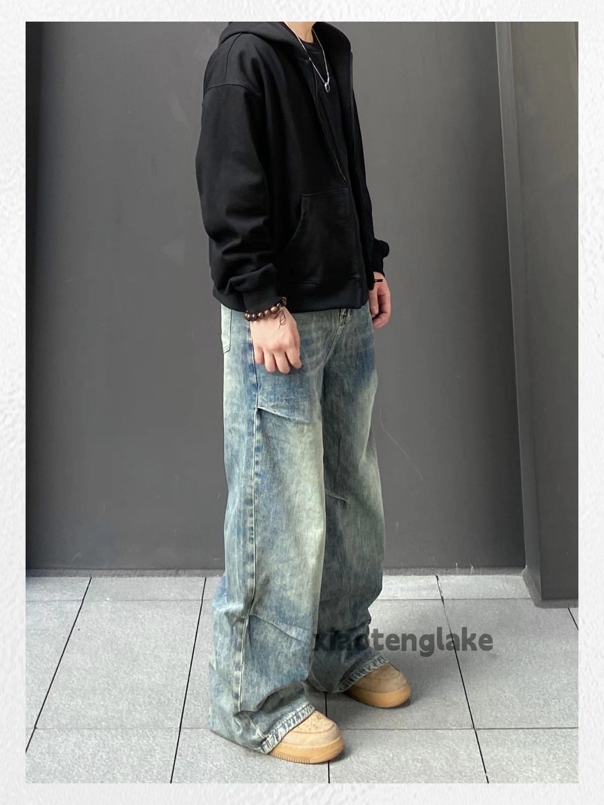 Jean × Vintage washed faded loose baggy pleated skate hiphop jeans Size US 32 / EU 48 - 7 Thumbnail
