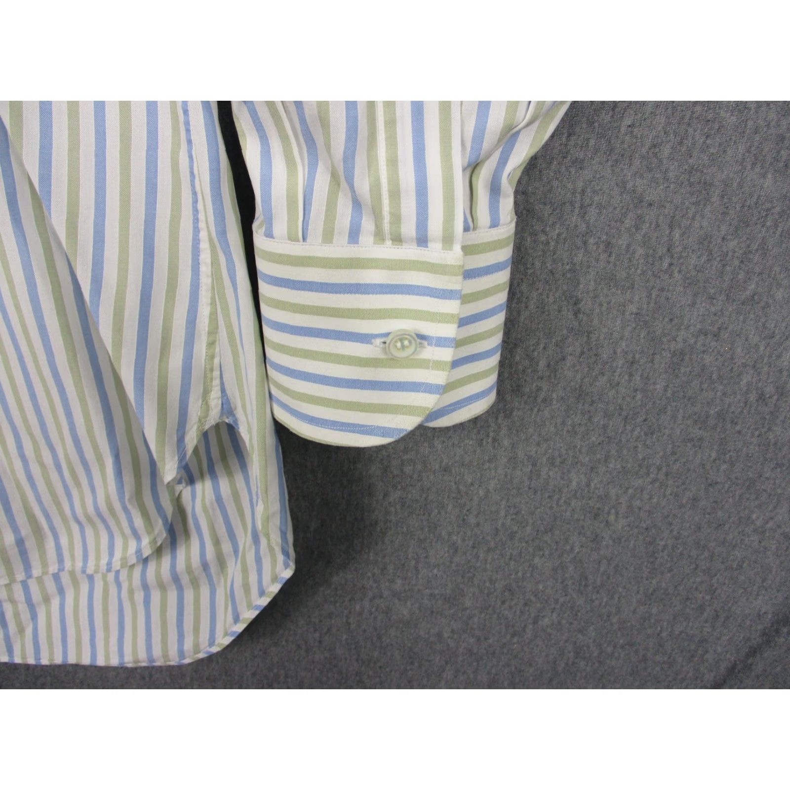 Brioni Brioni Shirt Mens 17 Multicolor Green Blue Stripe Button-Down Dress Long Sleeve Italy Size 46R - 4 Thumbnail