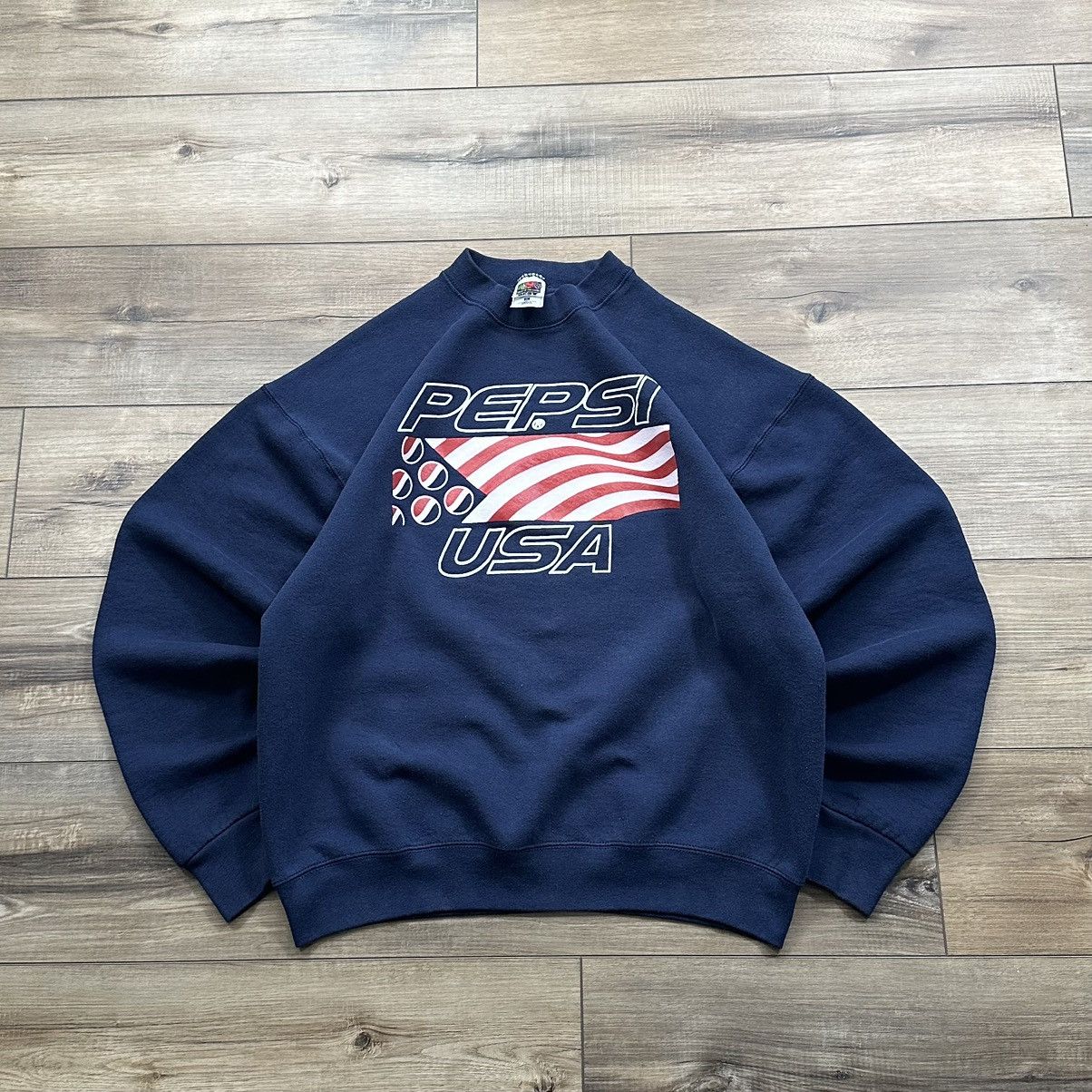 Fruit Of The Loom Vintage 90s Pepsi Spell Out Made in USA Crewneck Sweatshirt Size US XL / EU 56 / 4 - 1 Thumbnail