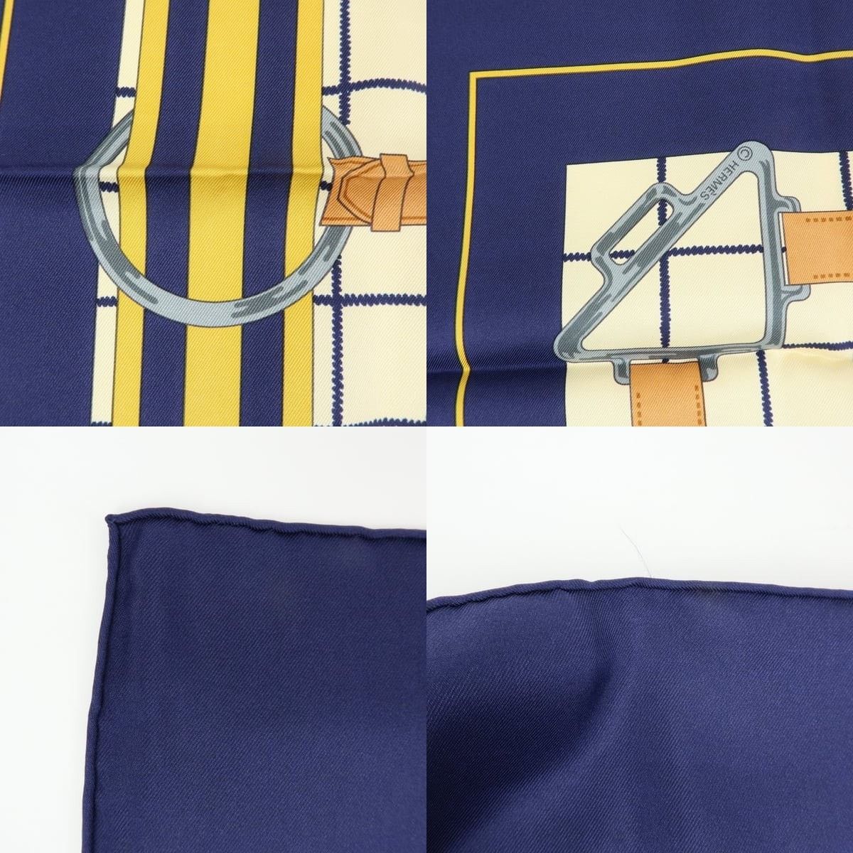 Hermes Hermes Carre 70 Tattersalles Silk Scarf Navy Size ONE SIZE - 5 Thumbnail