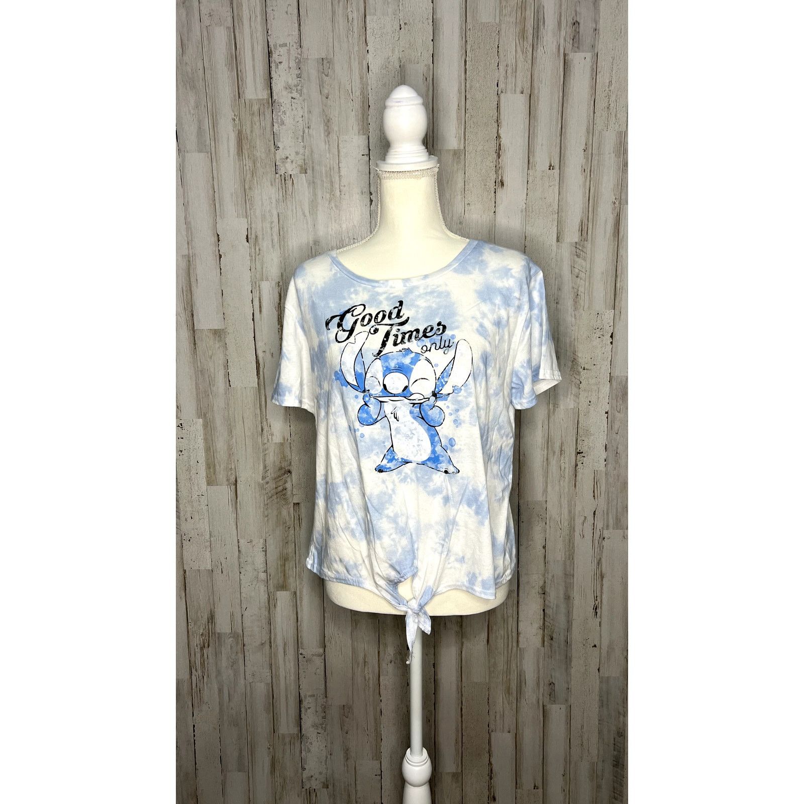 Disney Disney Lilo & Stitch Womens XL Blue Graphic Tie-Dye Crop Top Size XL / US 12-14 / IT 48-50 - 1 Thumbnail