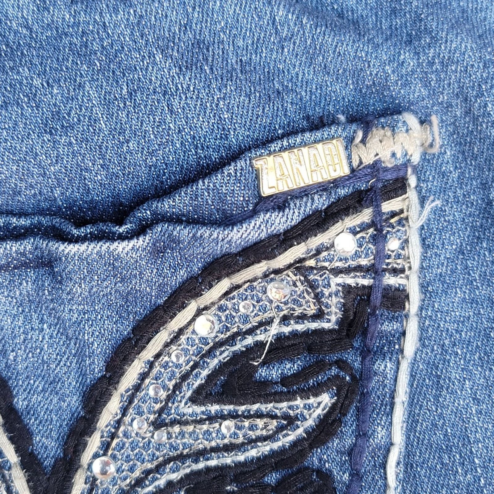 The Unbranded Brand Zanadi Embellished Flare Jeans Size 34" / US 12 / IT 48 - 3 Thumbnail