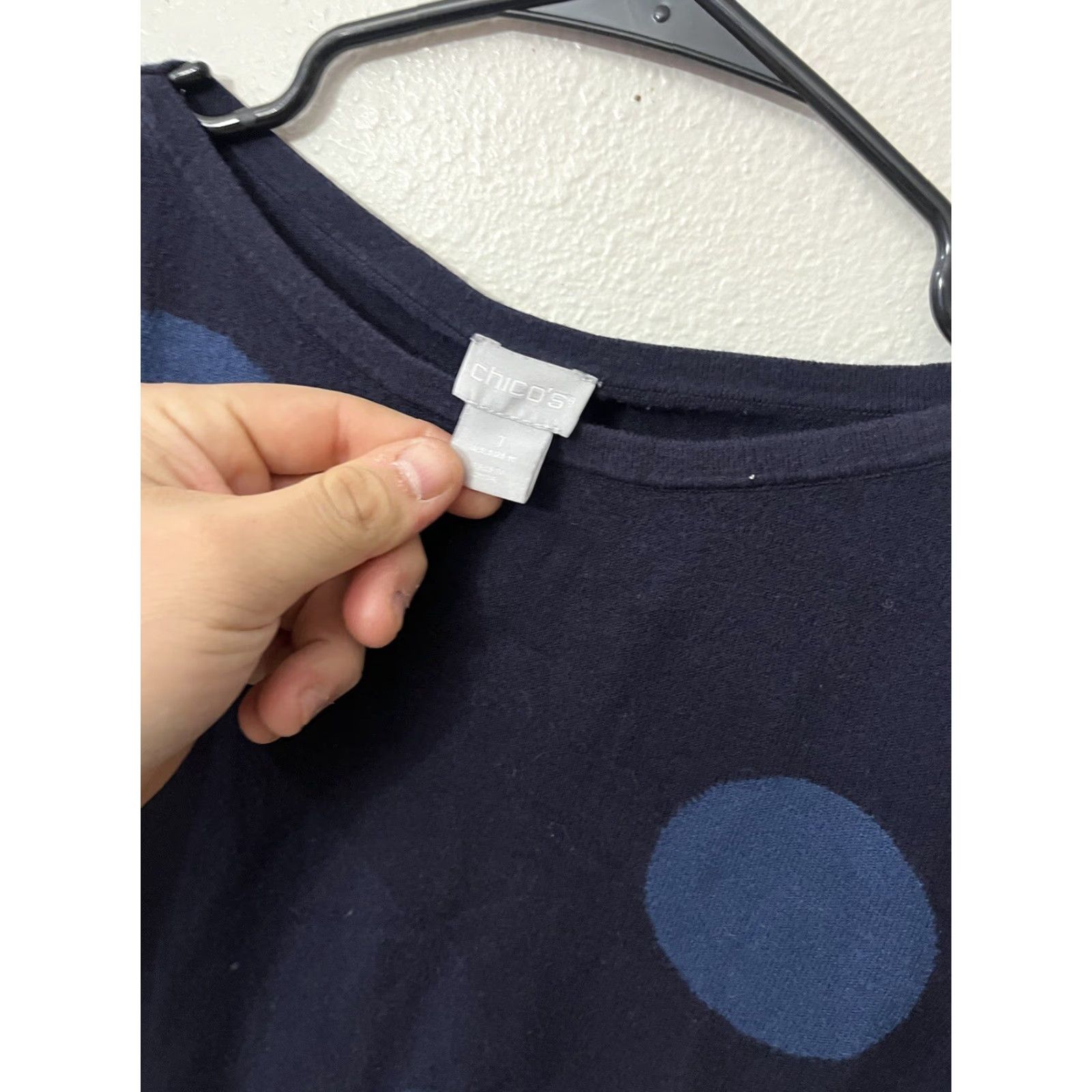 Vintage VINTAGE Chico's Sweater Womens Blue Polka Dots Pullover Knit Long Sleeve Boat Neck Casual Holiday Size 1 Womens Size XS / US 0-2 / IT 36-38 - 3 Thumbnail