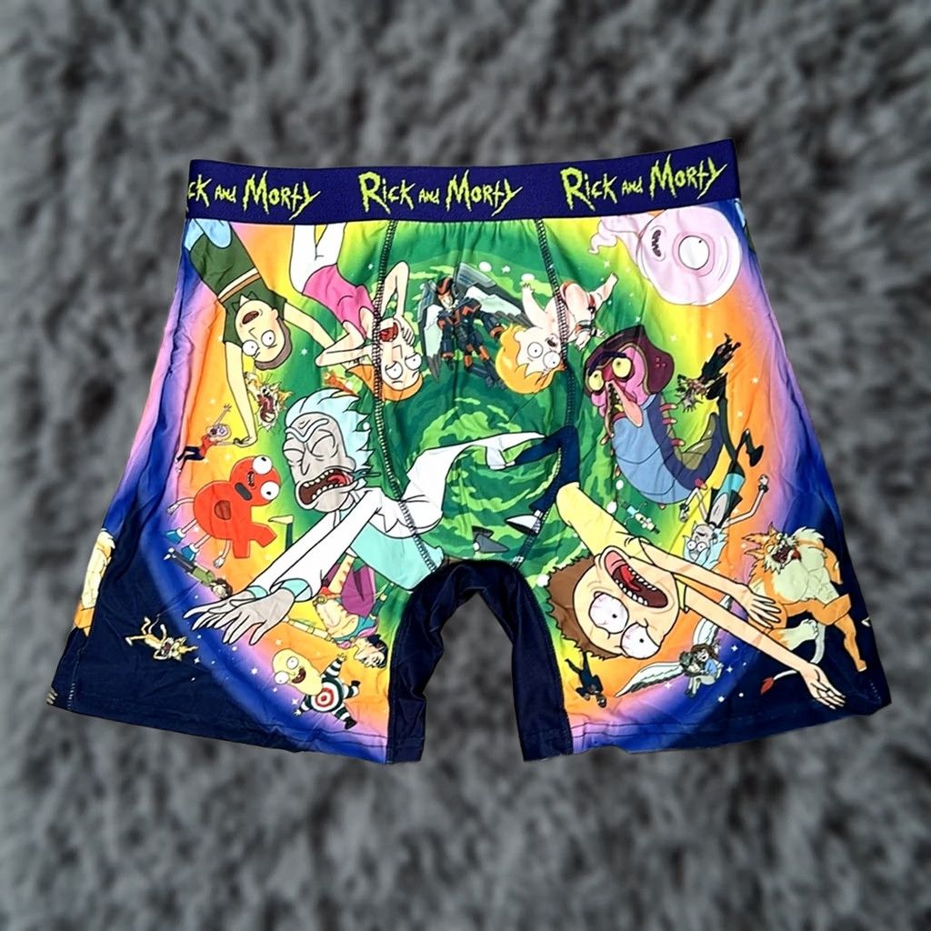 Vintage Rick & Morty Boxer Brief and Sock Combo Set - Large Mens Underwear Boxer Brief Green Classic Regular Size L NSFW UF1410 Size 42R - 1 Thumbnail
