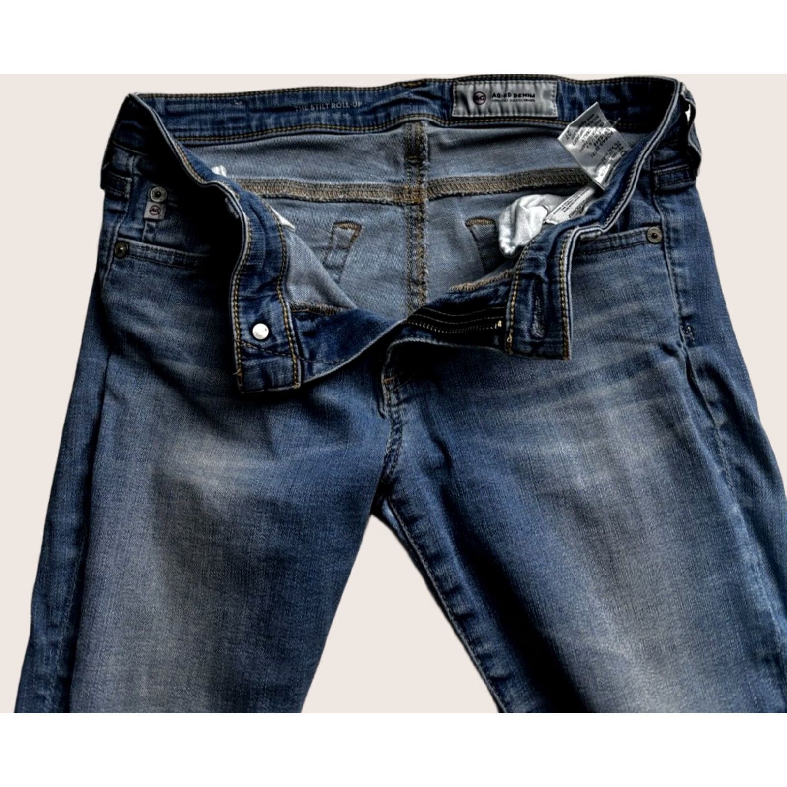 Vintage AG Adriano Goldschmied Jeans Women Blue Distressed Skinny Cigarette Size 27 Fit(28x26) Size 27" / US 4 / IT 40 - 1 Thumbnail
