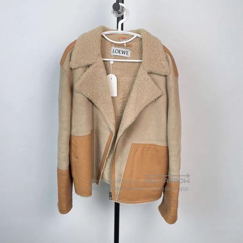 Loewe Loewe Khaki Lamb Fur Collar Brown Leather Reversible Jacke Size US M / EU 48-50 / 2 - 1 Thumbnail
