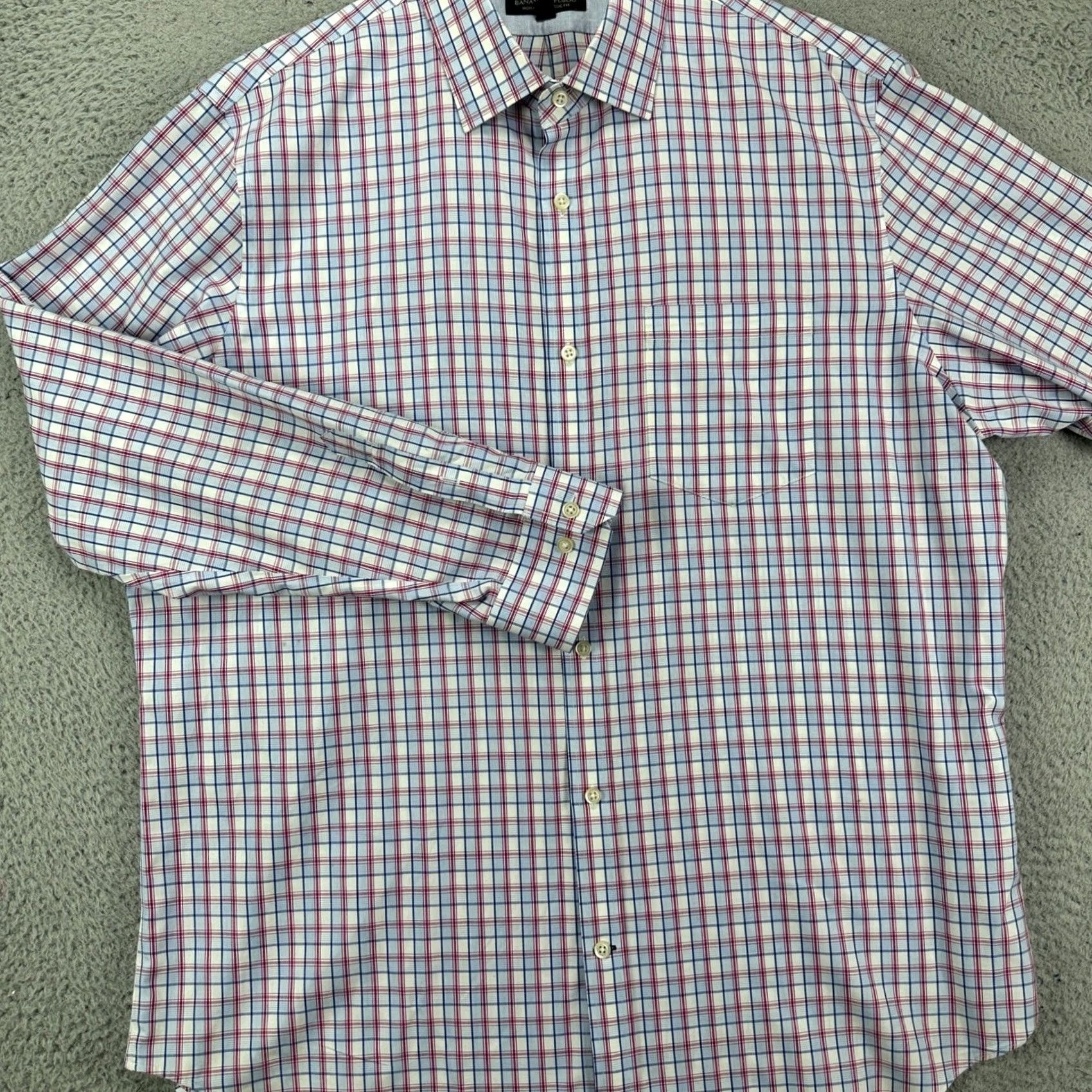 Banana Republic Banana Republic Button-Up Shirt Plaid Classic Fit Mens XL Red Blue Pocket Size US XL / EU 56 / 4 - 2 Thumbnail
