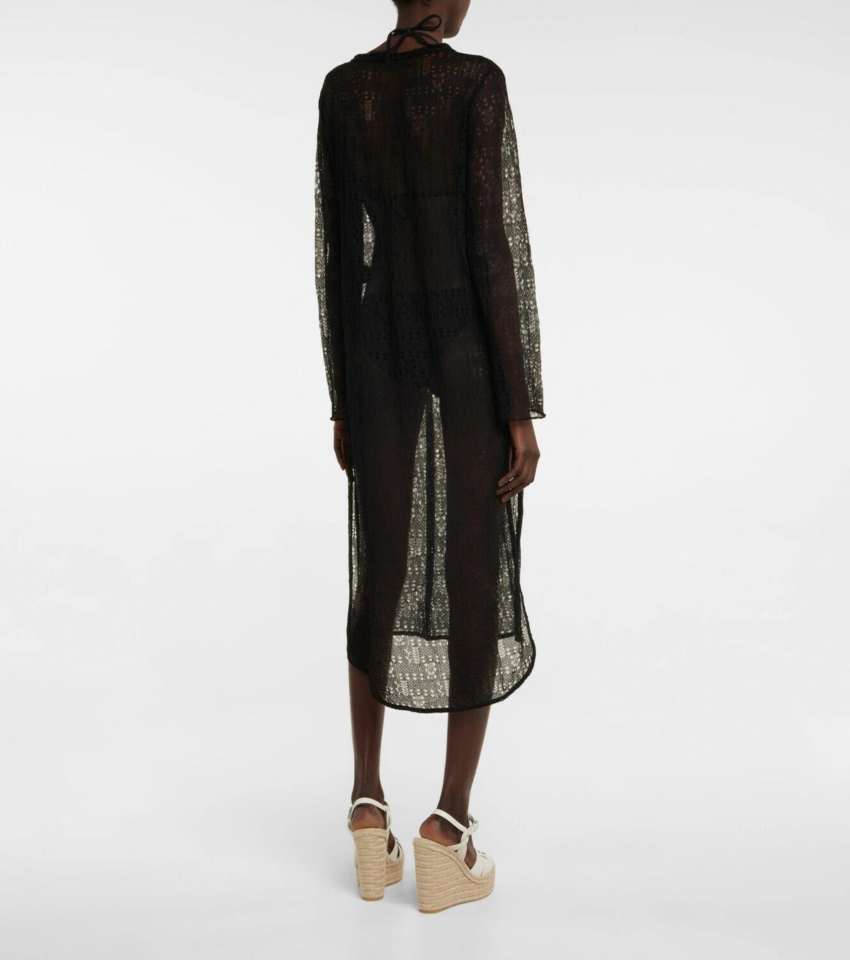 Saint Laurent Paris o1y0126 Midi Dress in Black Size S / US 4 / IT 40 - 3 Thumbnail
