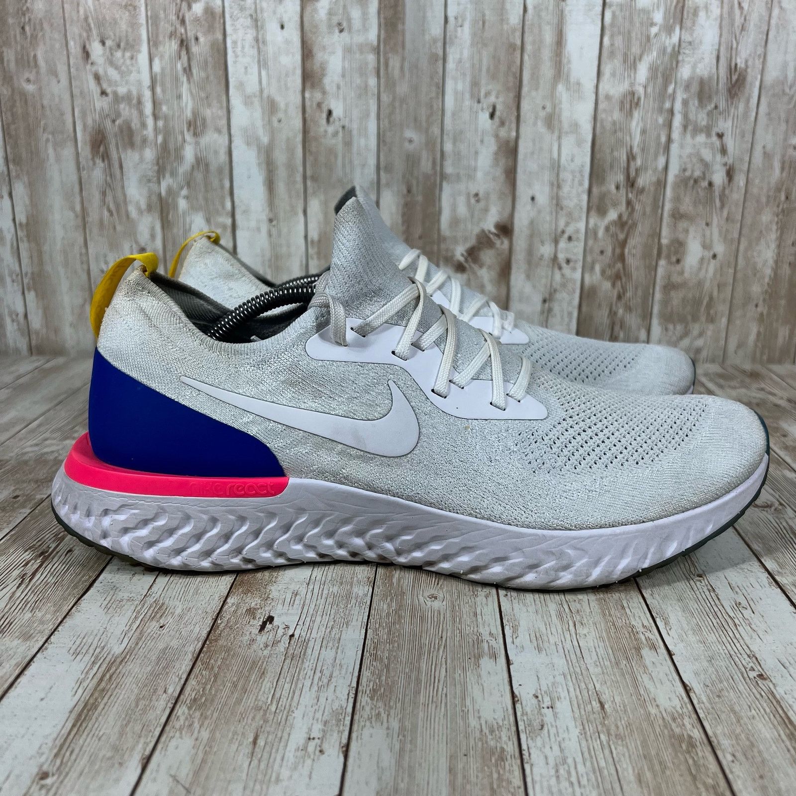 Nike Nike Epic React Flyknit Size 14 White Blue AQ0067 101 