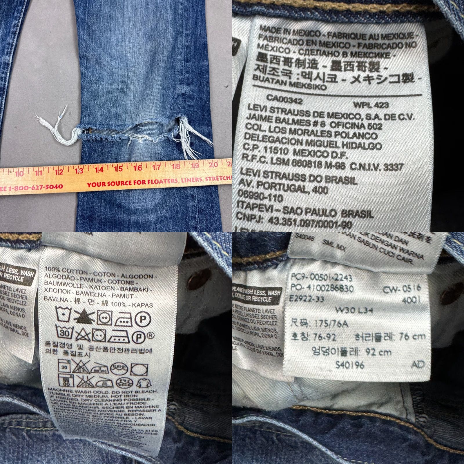 Levi's Levi's 501 Jeans Men 30x32 Blue Denim Work Button Fly Vintage No (Tag30x34) Size US 30 / EU 46 - 8 Thumbnail
