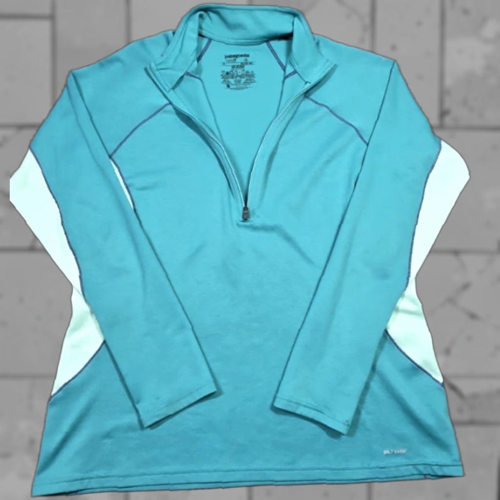 Patagonia Patagonia Capilene 3 Midweight Base Layer Womens XL 1/2 Zip Long Sleeve Teal Green Size XL / US 12-14 / IT 48-50 - 1 Thumbnail
