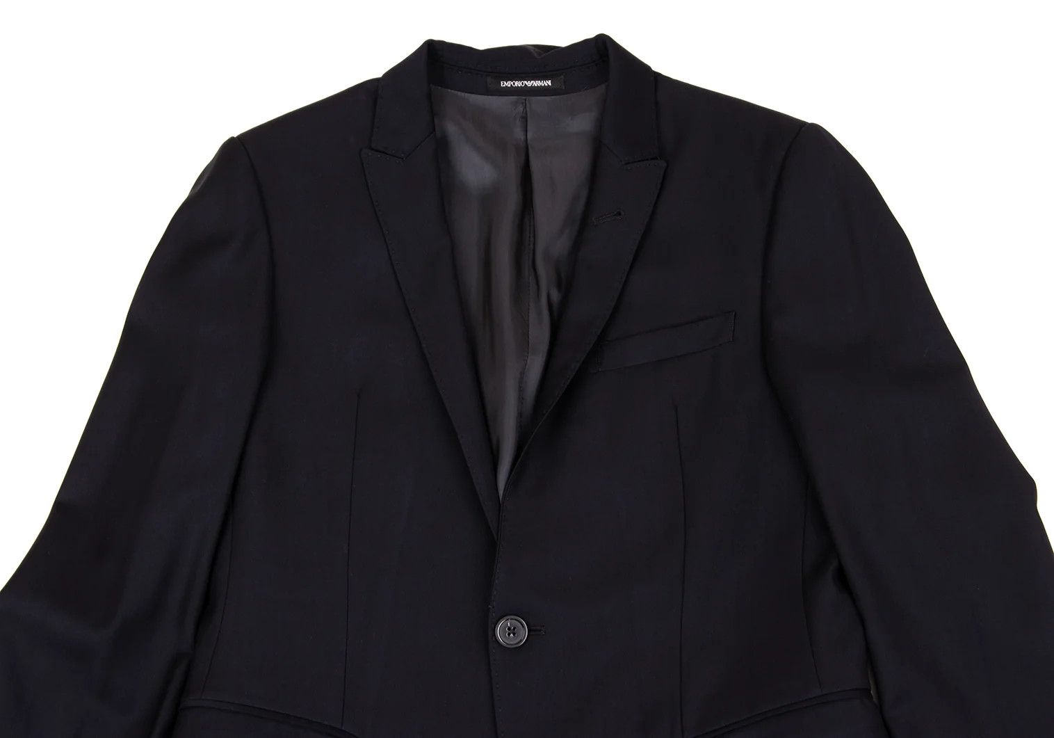 Emporio Armani Glossy Wool Stitch Design Peak Lapel Jacket Navy 46 Size US S / EU 44-46 / 1 - 2 Thumbnail