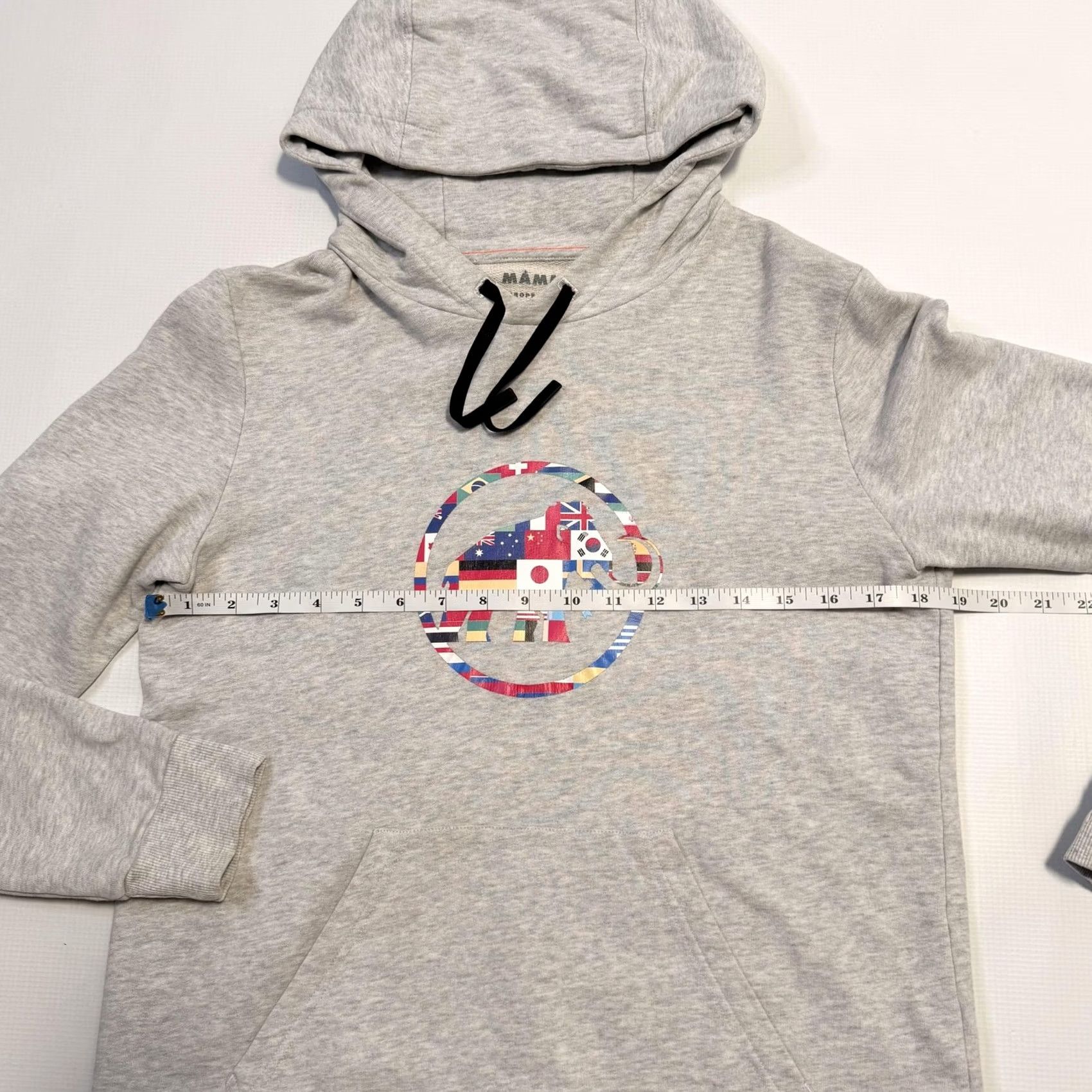 Mammut Mammut Hoodie Mens S Gray Pullover World Flags Mammoth Logo Outdoor Cotton Size US S / EU 44-46 / 1 - 4 Thumbnail