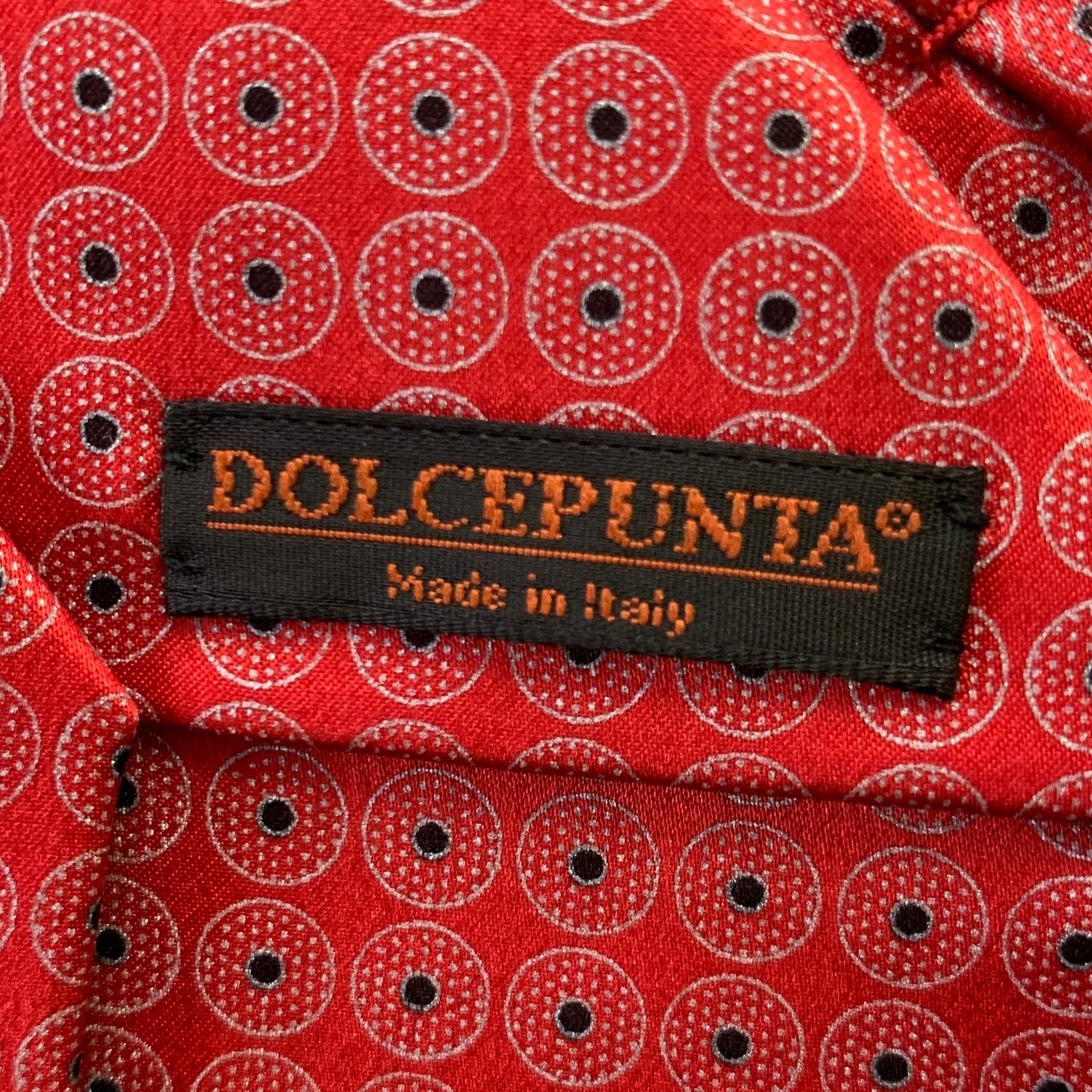 Dolcepunta DOLCEPUNTA Red Grey Polka Dot Silk Tie Size ONE SIZE - 3 Thumbnail