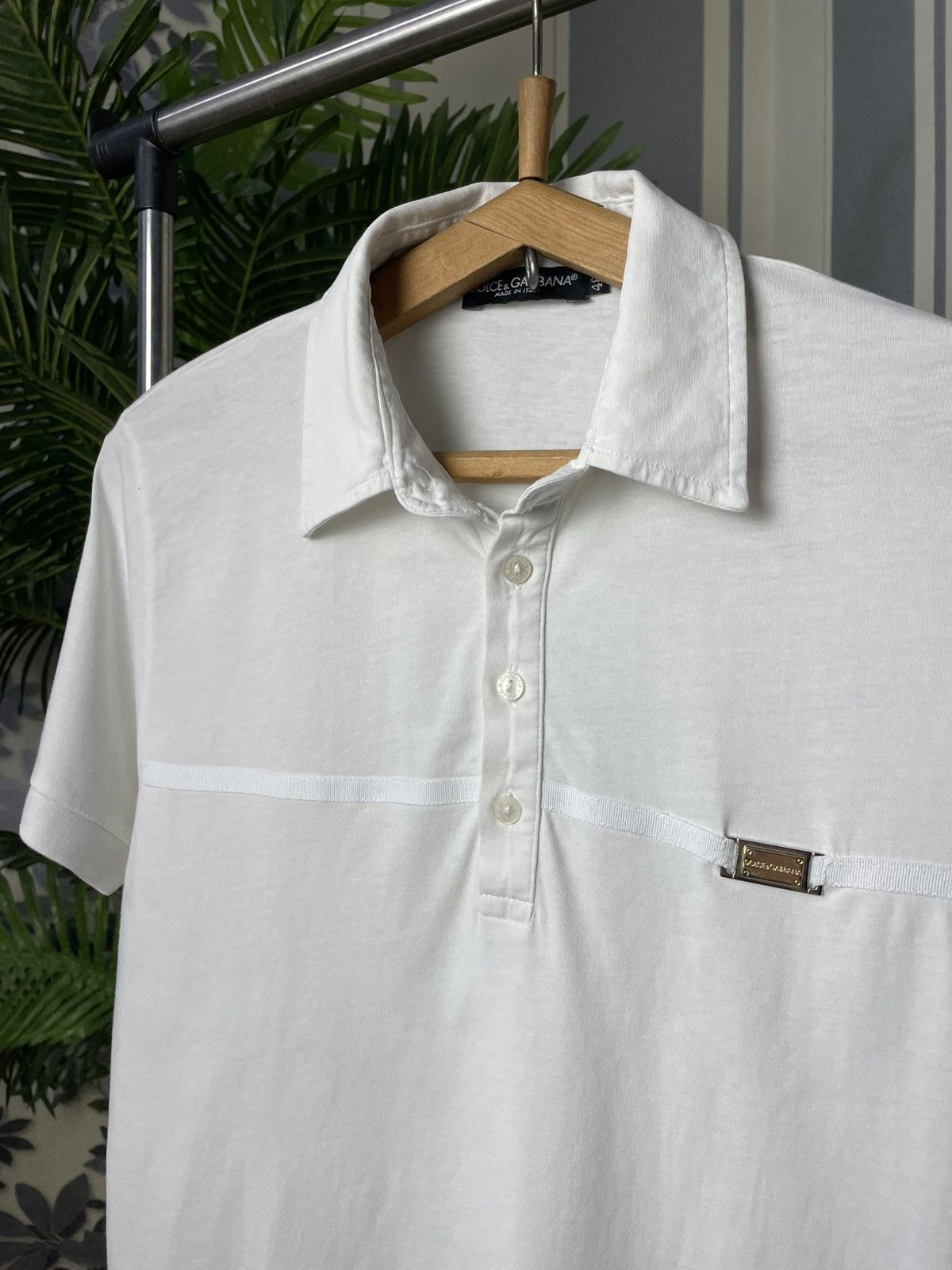 Dolce & Gabbana Dolce & Gabbana Gold Logo White Polo Shirt Size 48 Size US M / EU 48-50 / 2 - 2 Thumbnail