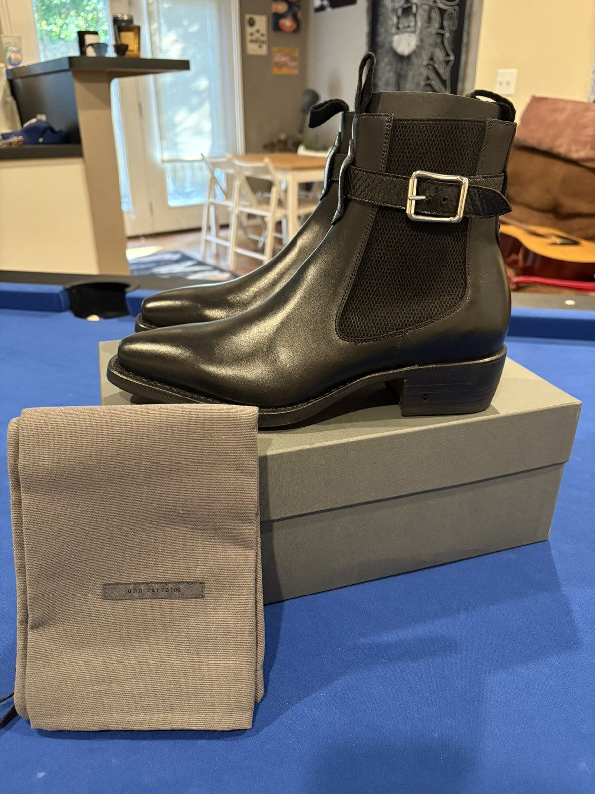 John Varvatos Black Cow Leather Chelsea Boot Size US 8.5 / EU 41-42 - 3 Thumbnail