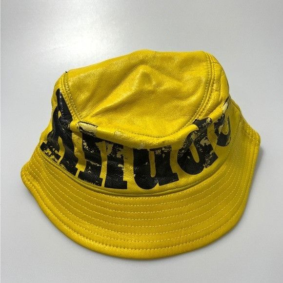 Rhude Rhude Logo Leather Bucket Hat Yellow Black Size ONE SIZE - 1 Thumbnail