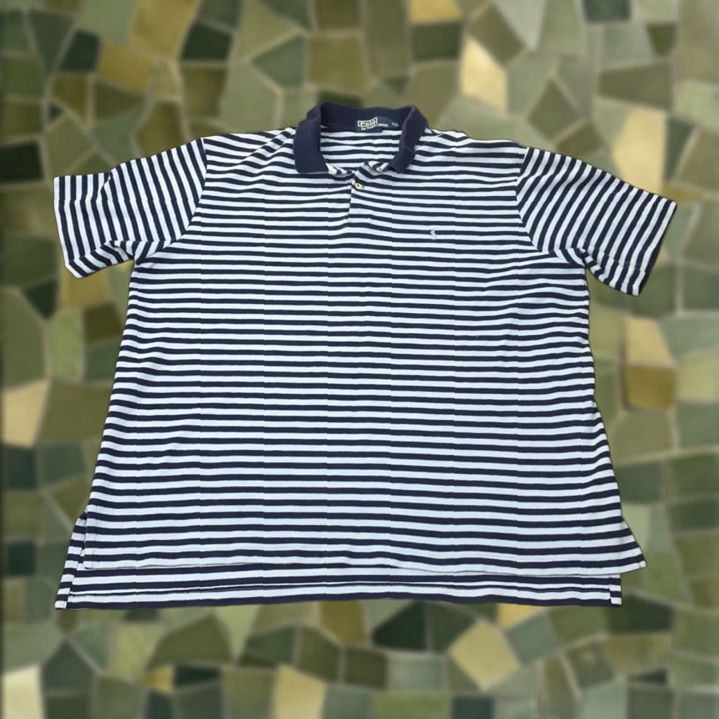 Polo Ralph Lauren VINTAGE Polo Ralph Lauren Polo Shirt Mens 2XL Blue Striped Cotton Short Sleeve Casual Golf Tennis Size US XXL / EU 58 / 5 - 1 Thumbnail