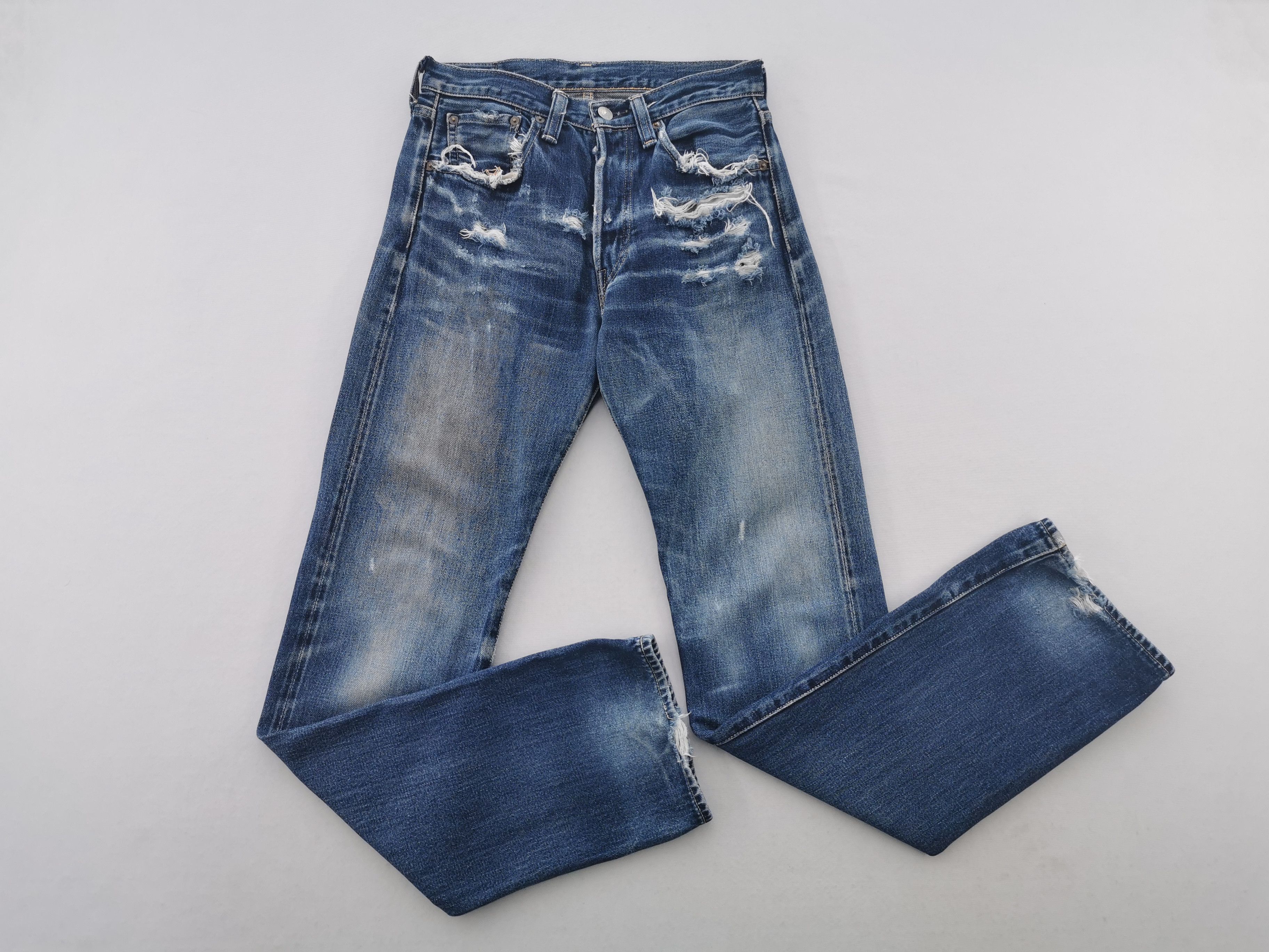 Levi's Distressed Vintage 90s Levis Lot 501 Big E Selvedge Denim Size US 29 - 4 Thumbnail
