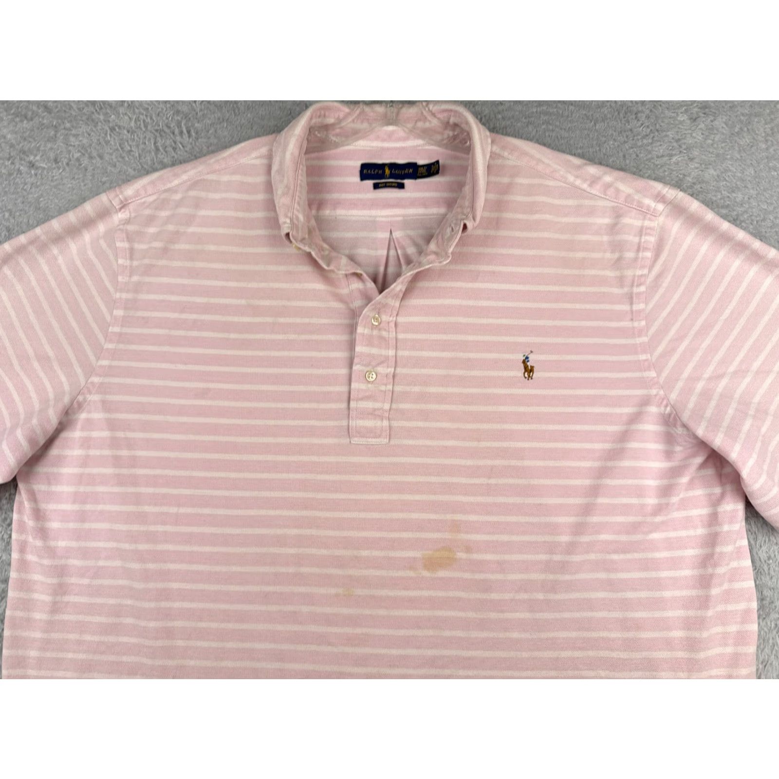 Ralph Lauren Ralph Lauren Polo Shirt Men 3XL XXXL Tall Pink White Stripe Cotton Oxford READ Size US XXL / EU 58 / 5 - 4 Thumbnail